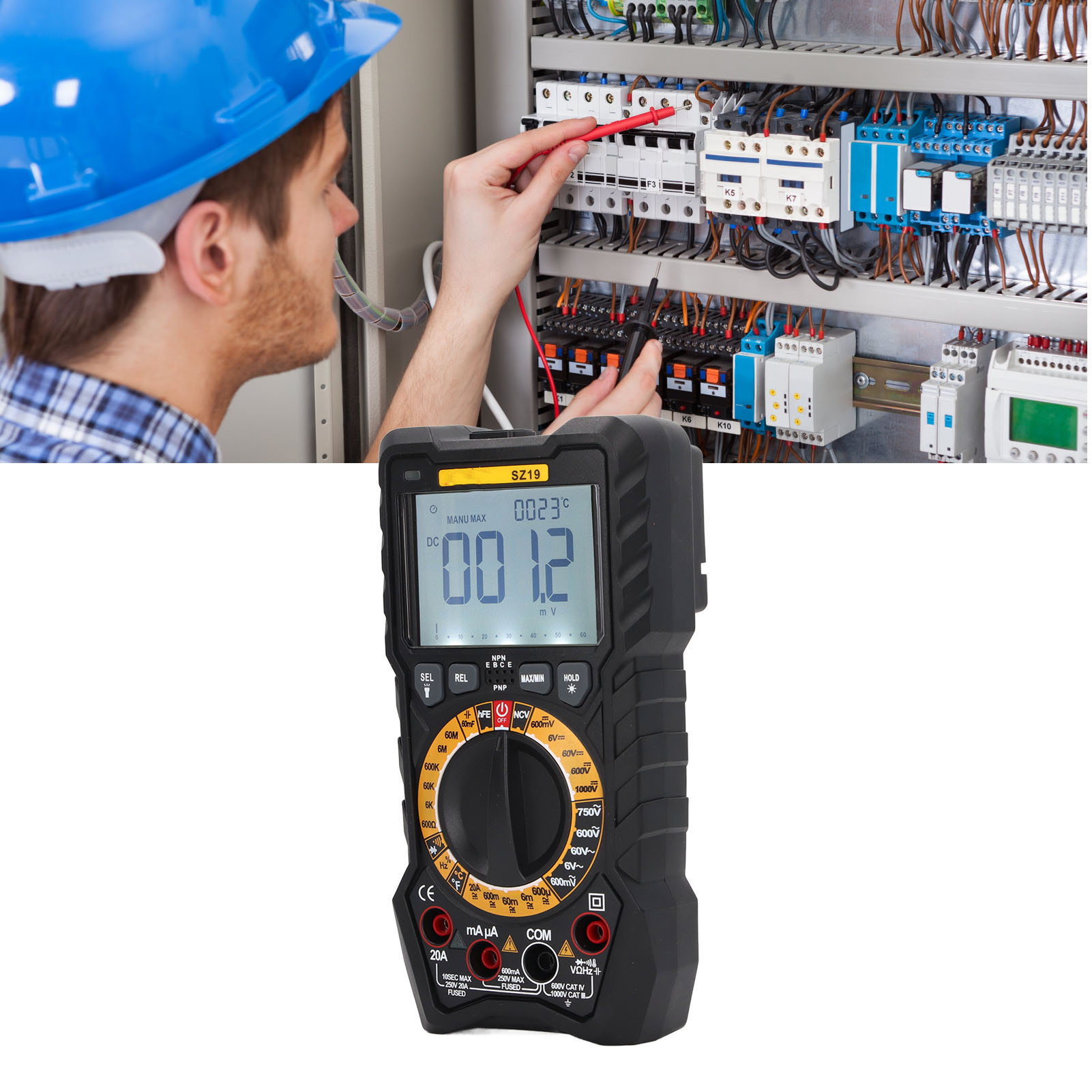 Aneng Sz19 Hochpräzisions-digitalmultimeter Mit Manueller Bereichs- Und Fehlerspeicherung Sowie Akustischem Und Optischem Ncv-alarm (schwarz)