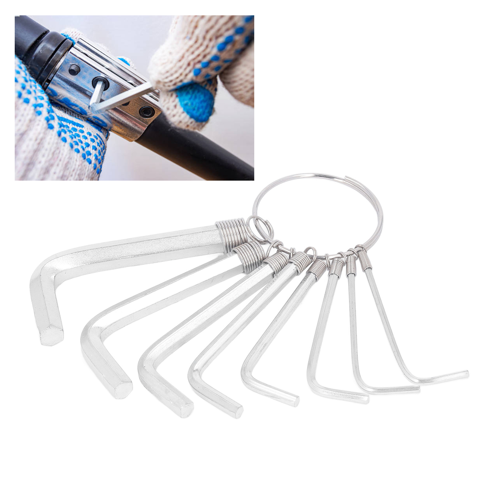 Satz Mit 8 Inbusschlüsseln: 1,5 Mm, 2 Mm, 2,5 Mm, 3 Mm, 3,5 Mm, 4 Mm, 5 Mm Und 6 Mm.