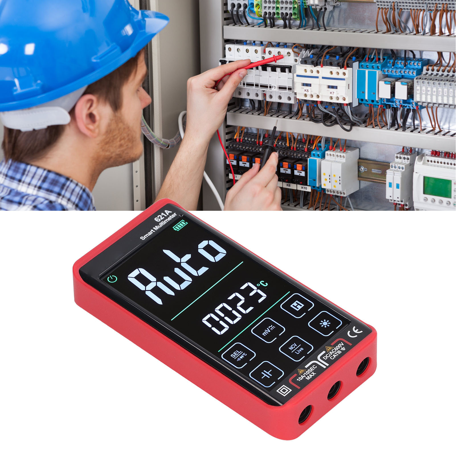 Aneng 621a Wiederaufladbares Smart-multimeter Mit Großem Bildschirm, Hoher Genauigkeit, Vollautomatischer Funktion Und Anti-burst-funktion (rote Anzeige).