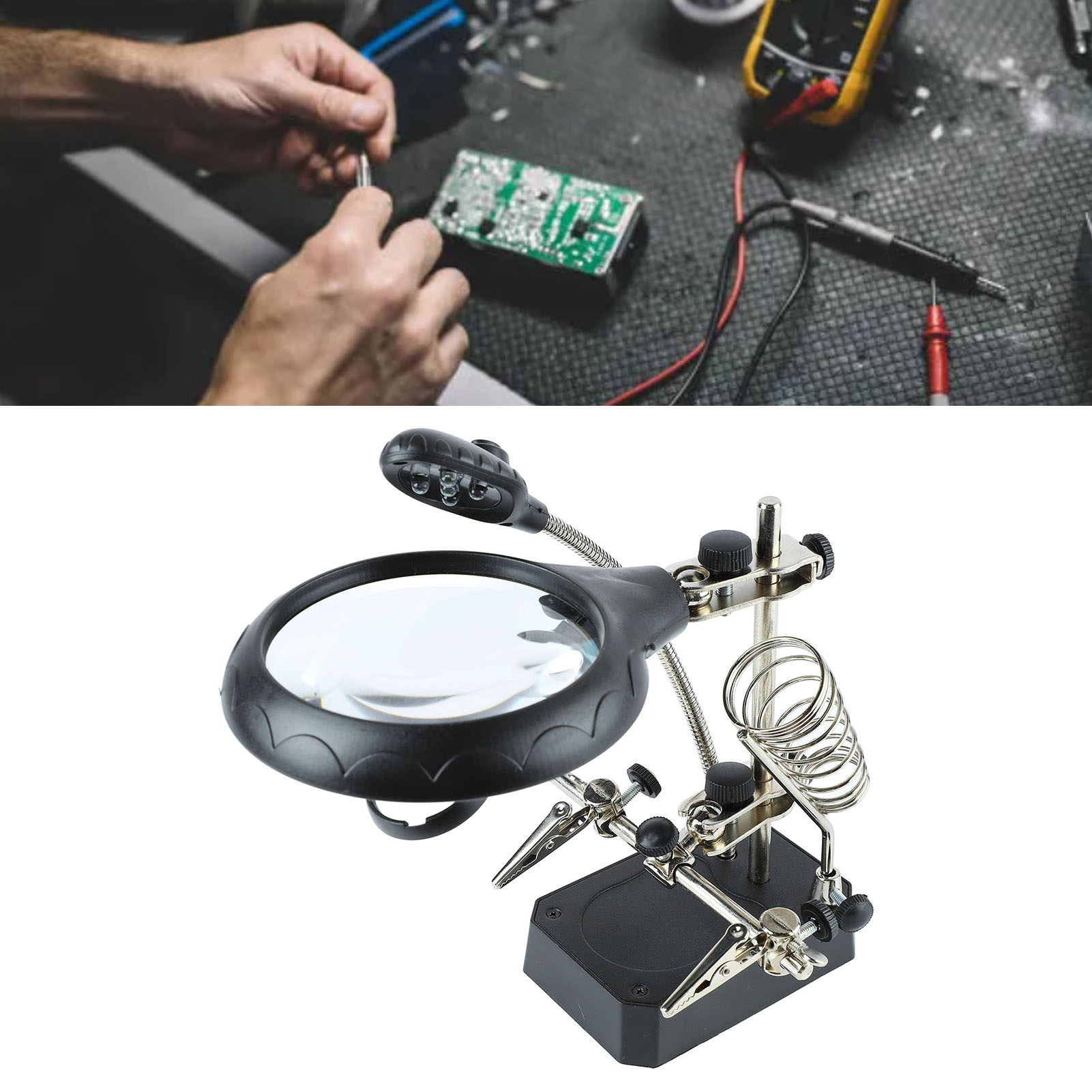 Tischlupe Mit Led-lampe, Verstellbarer Zusatzklemme Zur Inspektion Und Reparatur Elektronischer Geräte, Löt- Und Reparaturlupe.