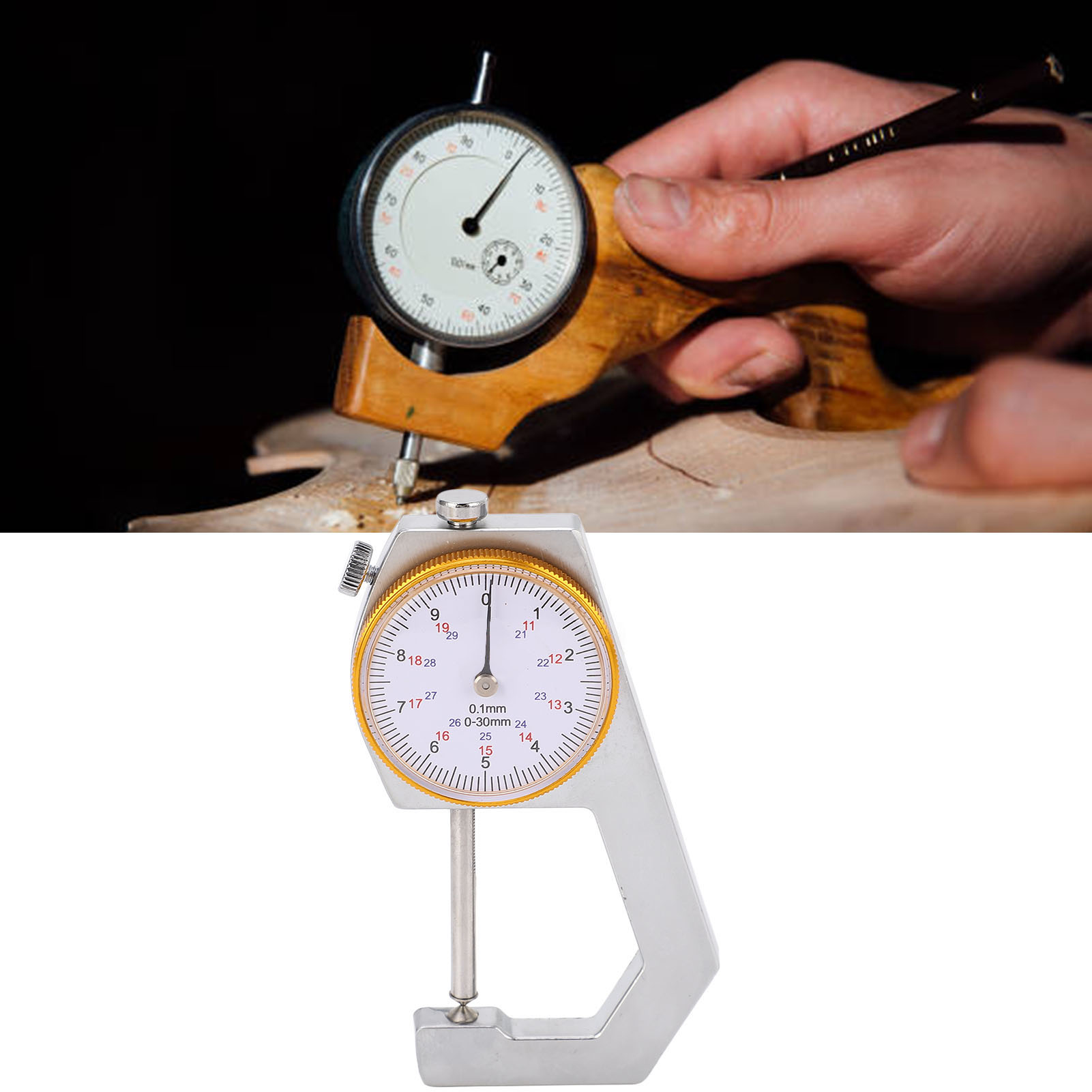 Das Dickenmessgerät Mit Konischer Spitze Hat Einen Messbereich Von 0 Bis 30 Mm Und Eine Genauigkeit Von 0,1 Mm.