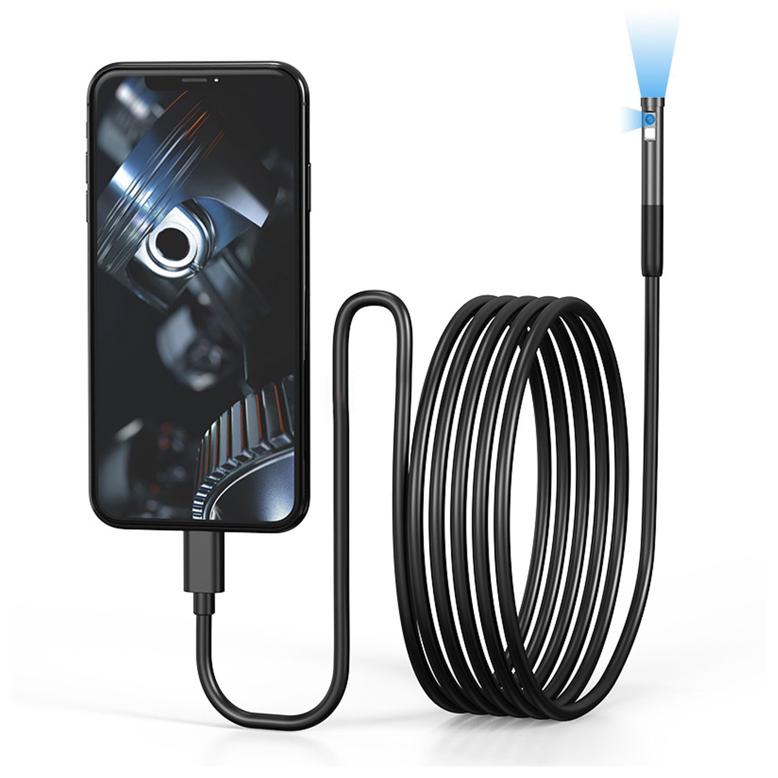 Hochauflösendes 3-meter-industrieendoskop Mit Einzellinse Für Rohre, Kompatibel Mit Apple-, Android- Und Typ-c-3-in-1-mobiltelefonendoskopen.