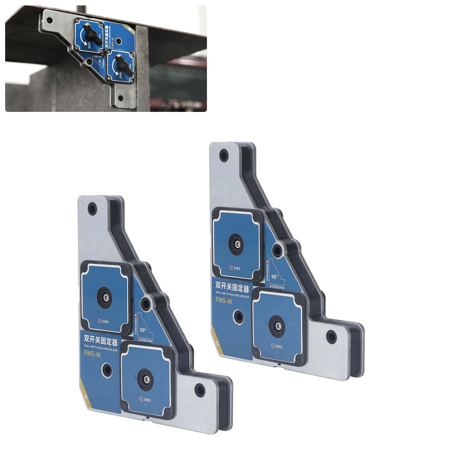 Fm5-m Magnetschweißgerät Mit Doppelschalter, 50 Kg Starker Magnet, 90°-winkelpositionierung, Magnetisches Spannhilfsmittel Für Das Elektroschweißen
