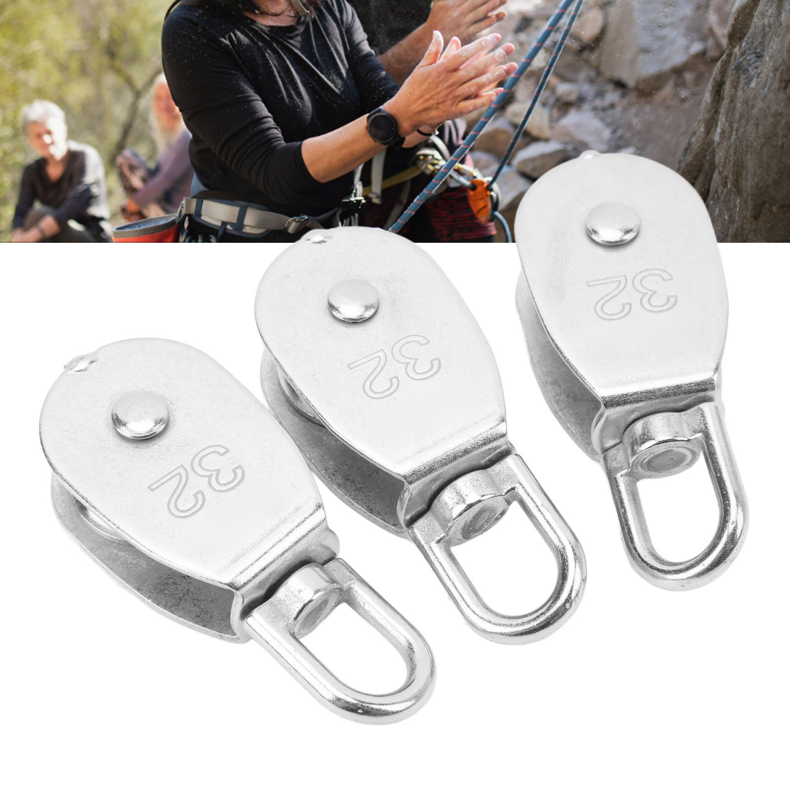 Verkauf Von 3 M32 Einzelrollen Aus Edelstahl 304 Für Kräne, Leitern, Aufzüge, Fitnessgeräte, Werkstattaufzüge Mit Einer Tragfähigkeit Von 250 Kg.