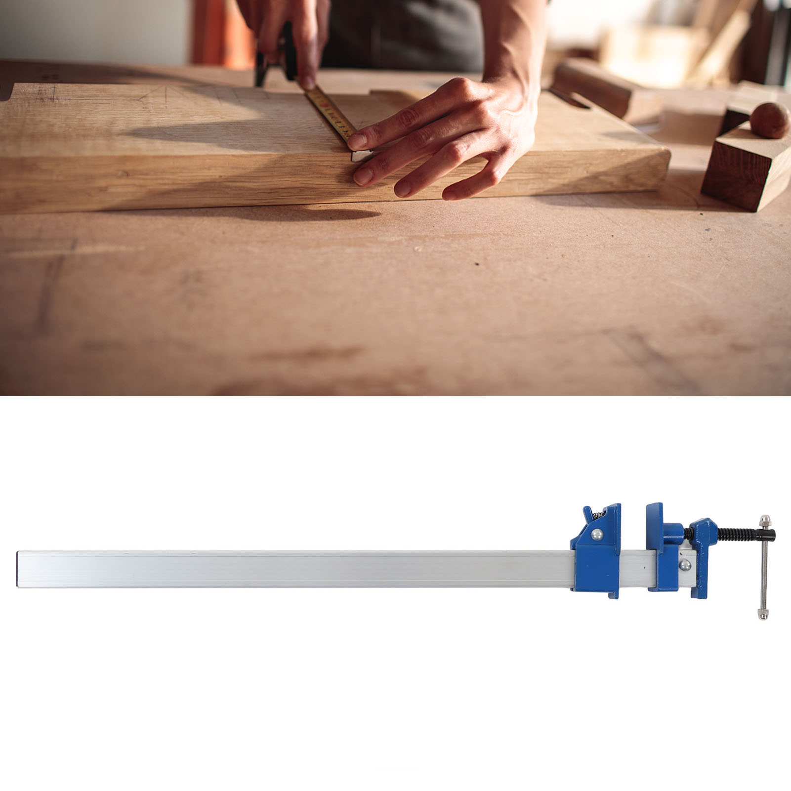Dies Ist Eine Standard-f-klemme Für Die Holzbearbeitung Mit Einer Gesamtlänge Von 65,5 Cm. Es Handelt Sich Um Eine Schnellspannklemme Für Die Holzbearbeitung, Die Das Horizontale Und Vertikale Spannen