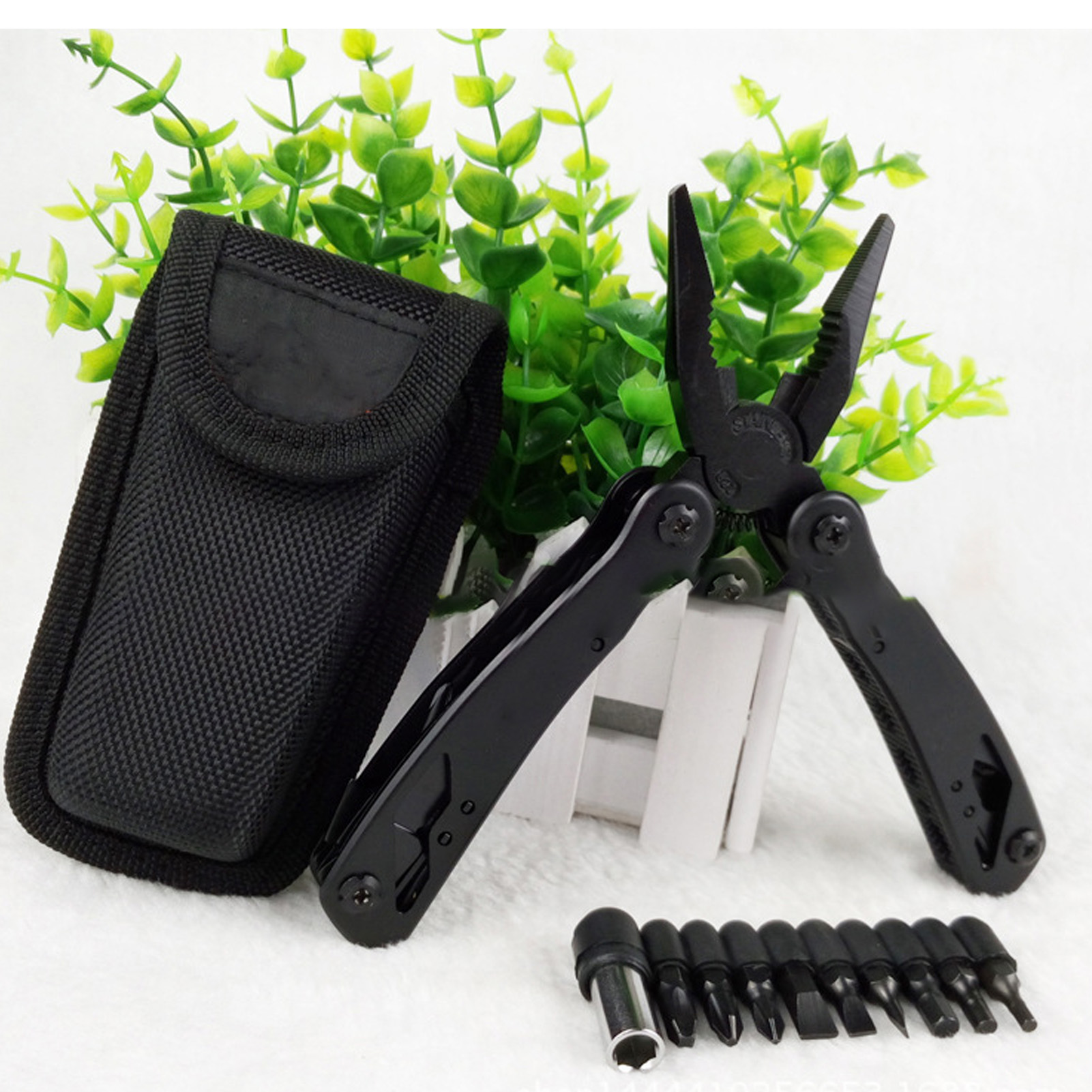 Multifunktionale, Geschwärzte Edelstahlzange, Große Ausführung, Bg Titanium Black Zange, A19, Klappzangenset, Geschenkwerkzeug