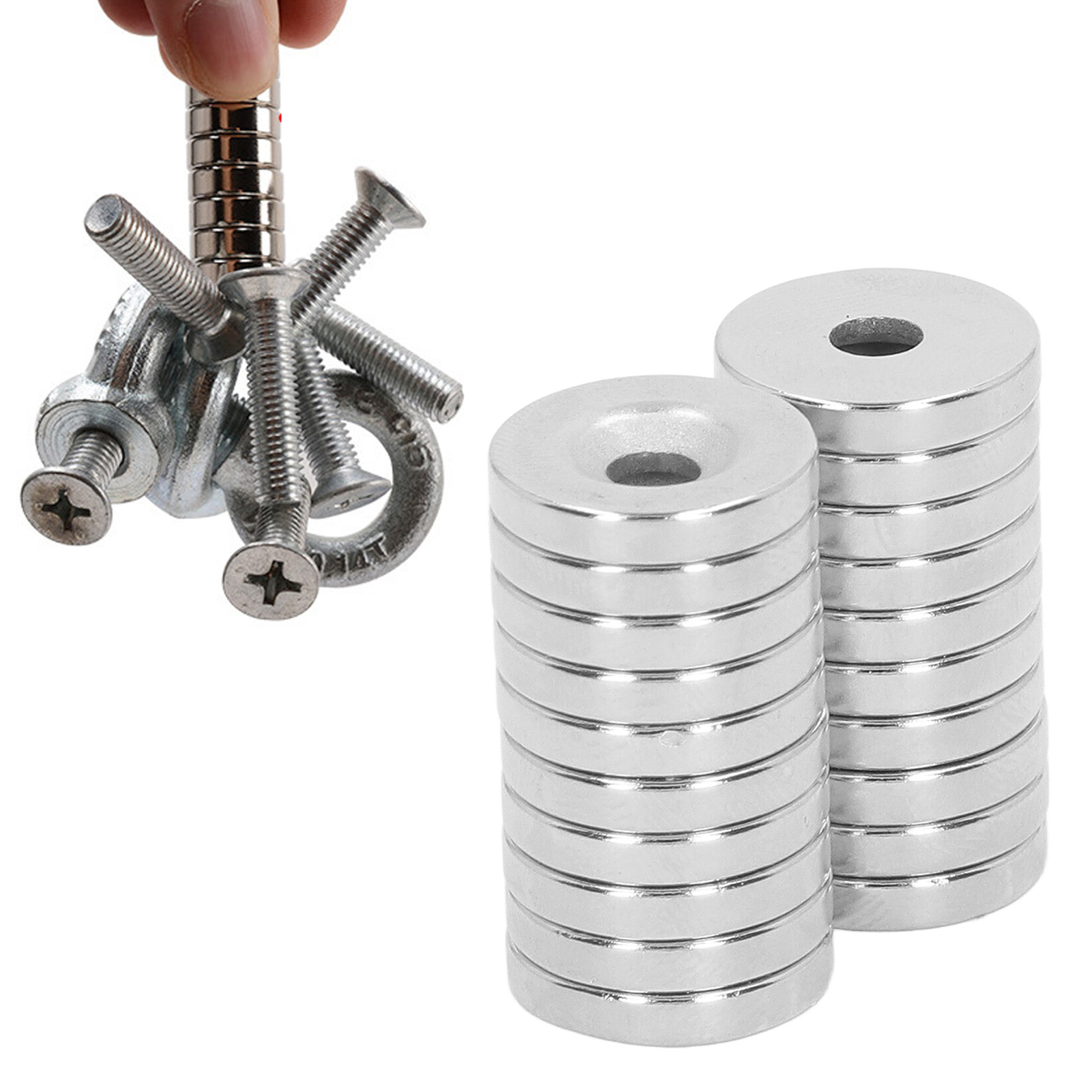 Neodym-magnete (15 X 3 Mm, 4 Mm Durchmesser), 20 Stück Pro Packung. Starke Magnete Für Kunst Und Handwerk, Experimente, Diy-projekte Und Kühlschrankdekoration. Runde, Gelochte Magnete Für Vielseitige