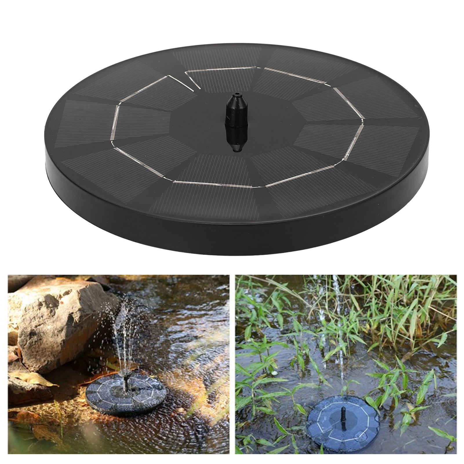 Solarbrunnen Sf025 Mit 3,0-w-wasserpumpe, 180 Mm Durchmesser, 6 Düsen, Maximale Strahlhöhe 70 Cm. Geeignet Für Gärten, Teiche, Schwimmbäder, Aquarien Und Außenbereiche.