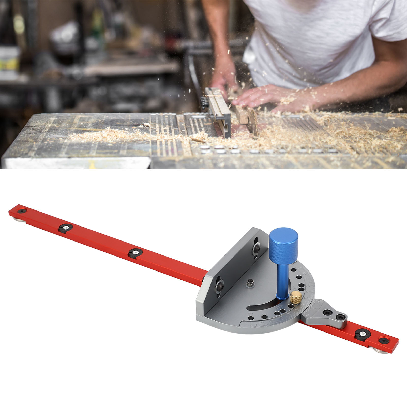 Präzisions-gehrungsanschlag Für 19-zoll-aluminium-tischkreissäge, 60°-winkelanschlag, Verstellbarer Gehrungssägenanschlag Mit Lasermarkierungsskala