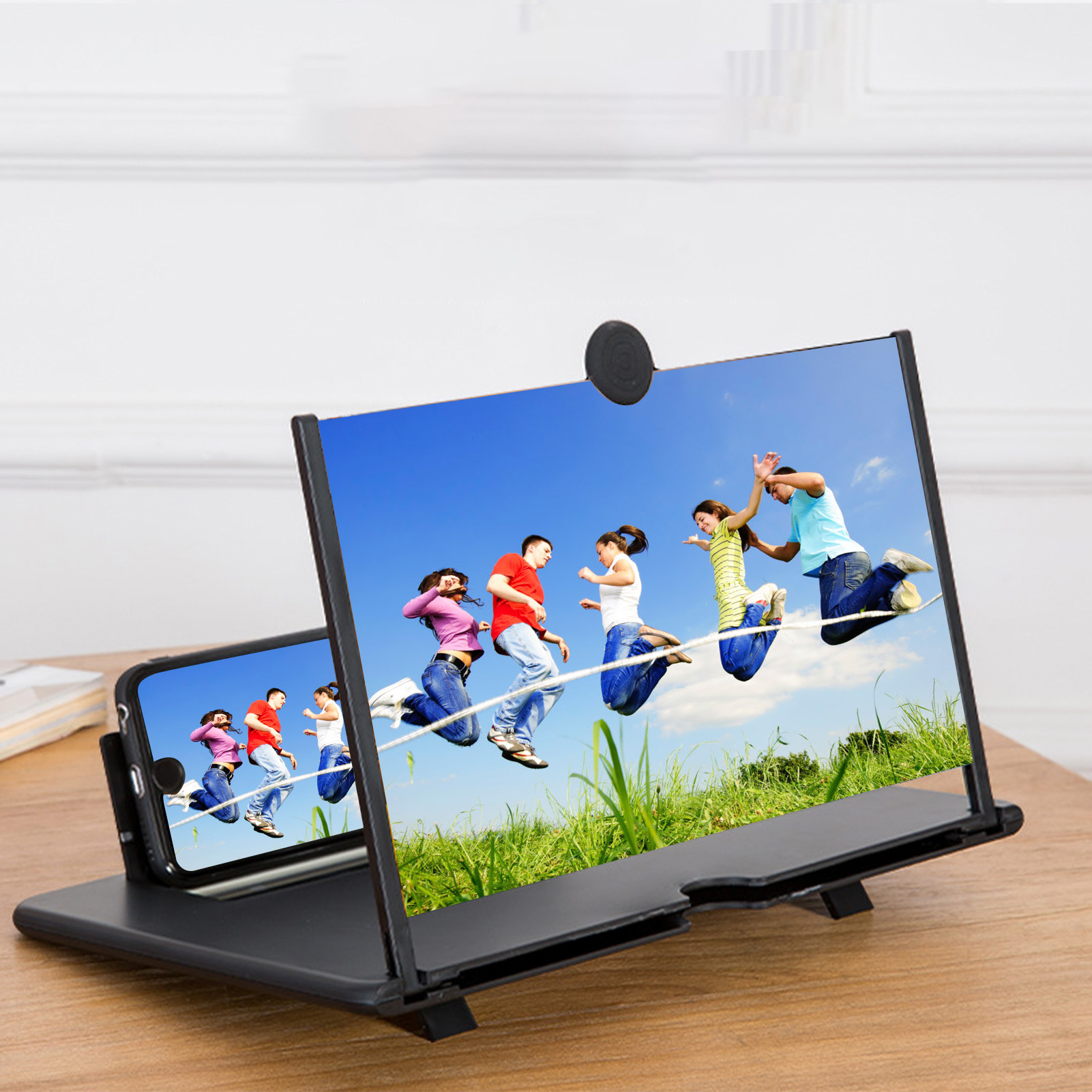 14-zoll-ultra-clear-displayvergrößerungsfolie Für Mobiltelefone, Schwarz, Ausziehbar Kreative 3d-displayvergrößerungsfolie Mit Ständer
