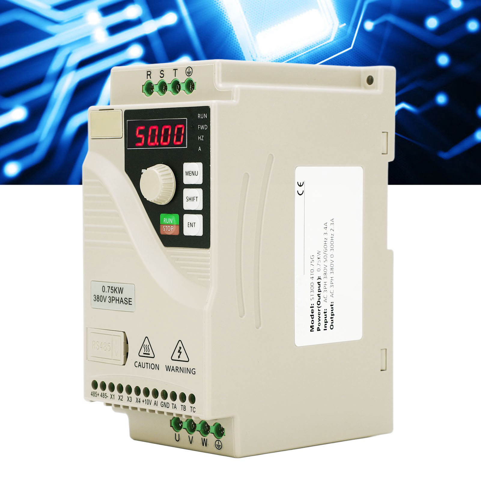 St300-4t0.75g 0,75 Kw Frequenzumrichter, Universeller Drehzahlregler Für Motoren Und Lüfter, 3-phasiger 380-v-wechselstromeingang, 3-phasiger 380-v-wechselstromausgang Mit Rs485-kommunikation