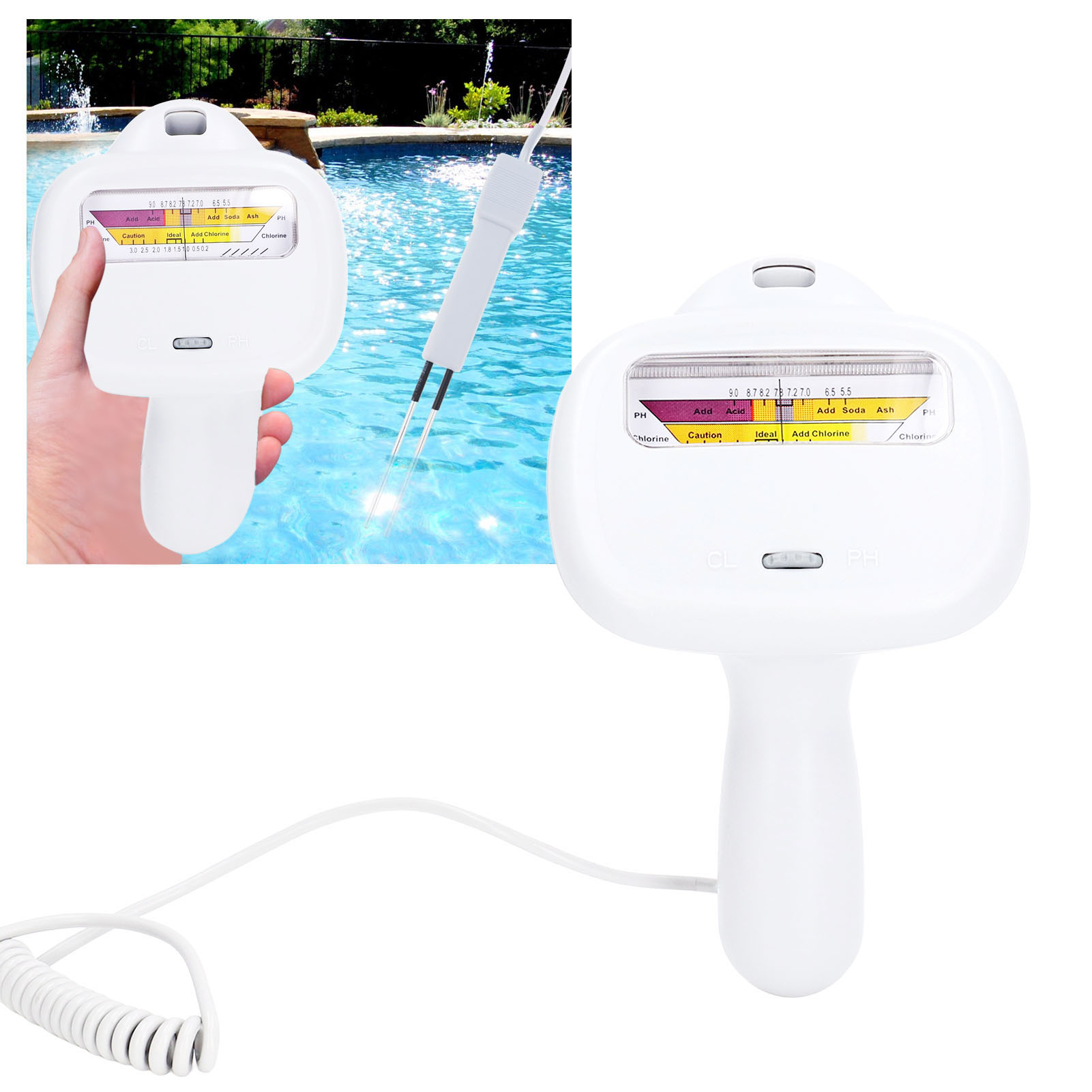 Pc-102 Poolwasserqualitätstester (2 In 1): Restchlorometer Und Ph-meter, Tragbares Cl2-füllstandsmessgerät, Instrument Zur Analyse Und Überwachung Der Spa-wasserqualität.
