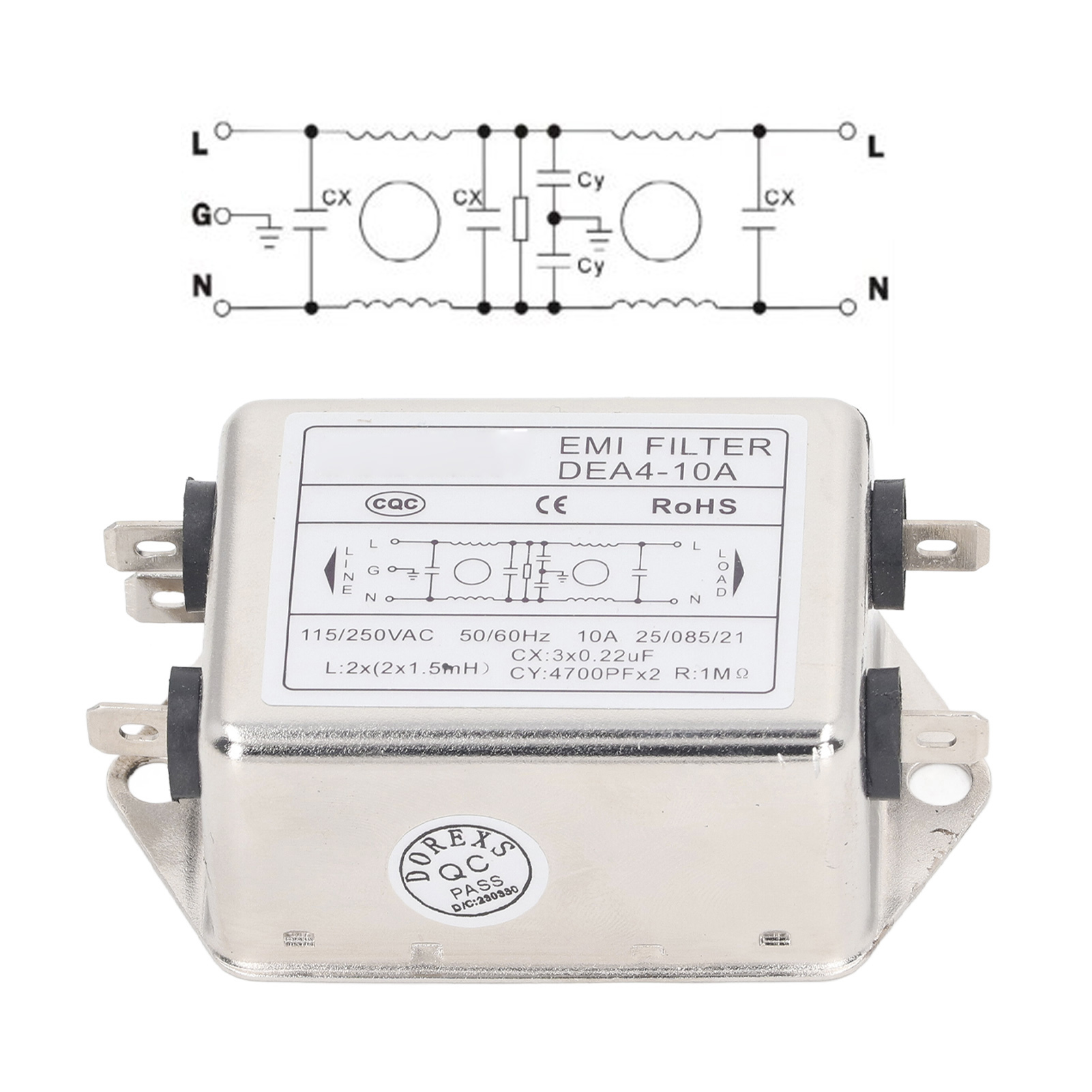Dea4-10a Wechselstromfilter, Einphasiger Luftreiniger, 115 V/250 V, 50/60 Hz