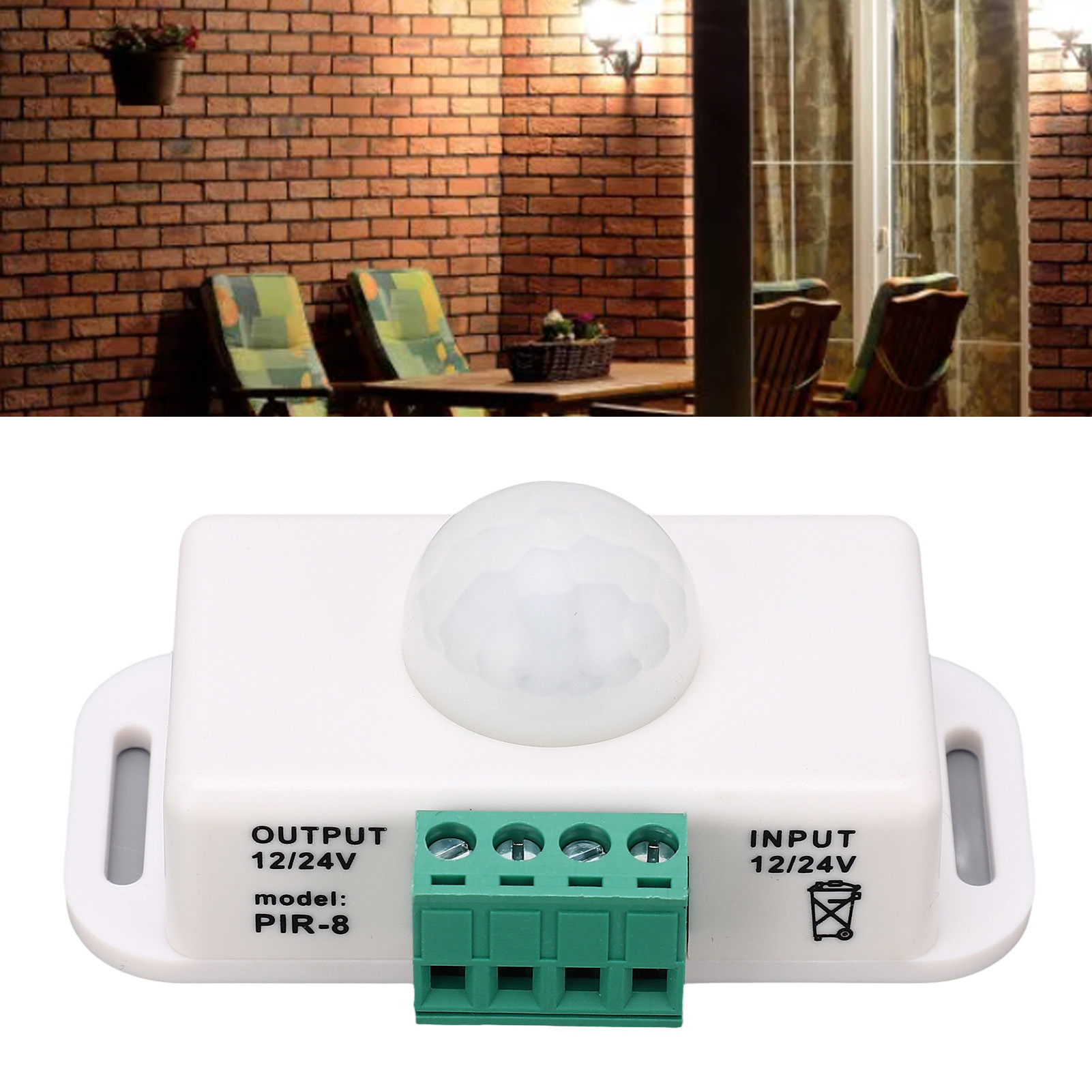 Led-bewegungsmelder-schalter 6a 12-24v, Einstellbare Verzögerung Pir-8 5050 Led-streifenmodul, Weiß.