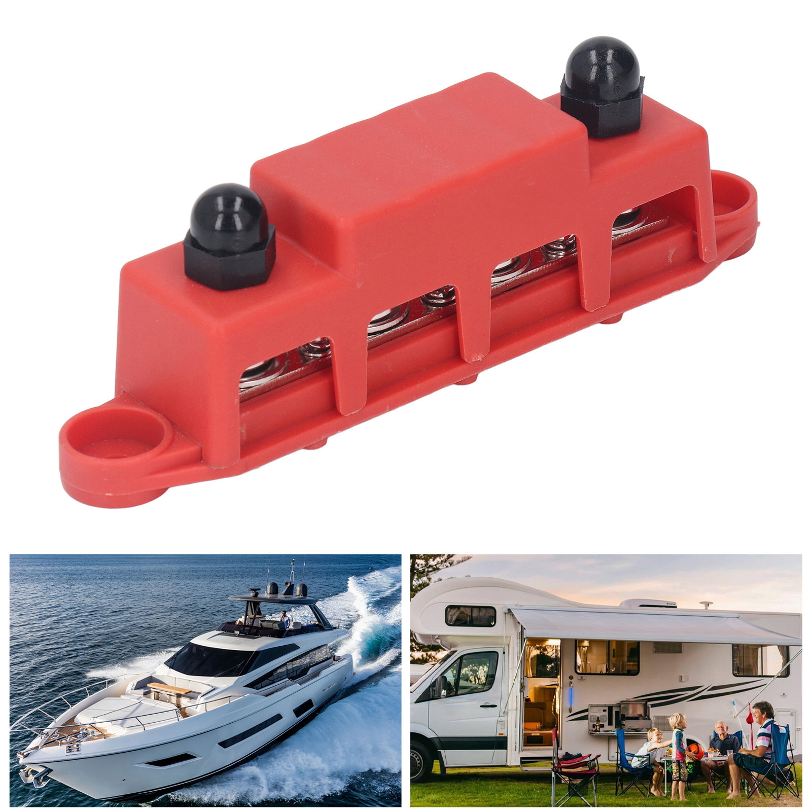 M10 4-positionen-omnibusstange, Geeignet Für Wohnmobile Und Yachten, 48 V Dc 250 A, Rot.