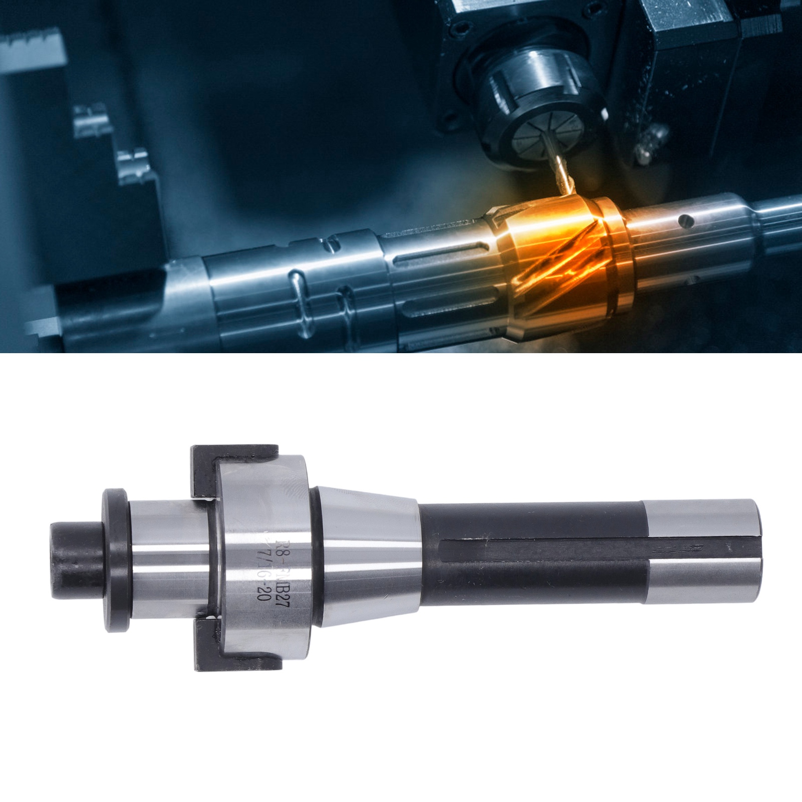 R8-fmb27-7/16-20 Frässpindeladapter Für Schaft Und Hülse R8-fmb27 Stirnfräserschaft R8 Konische Spannzange