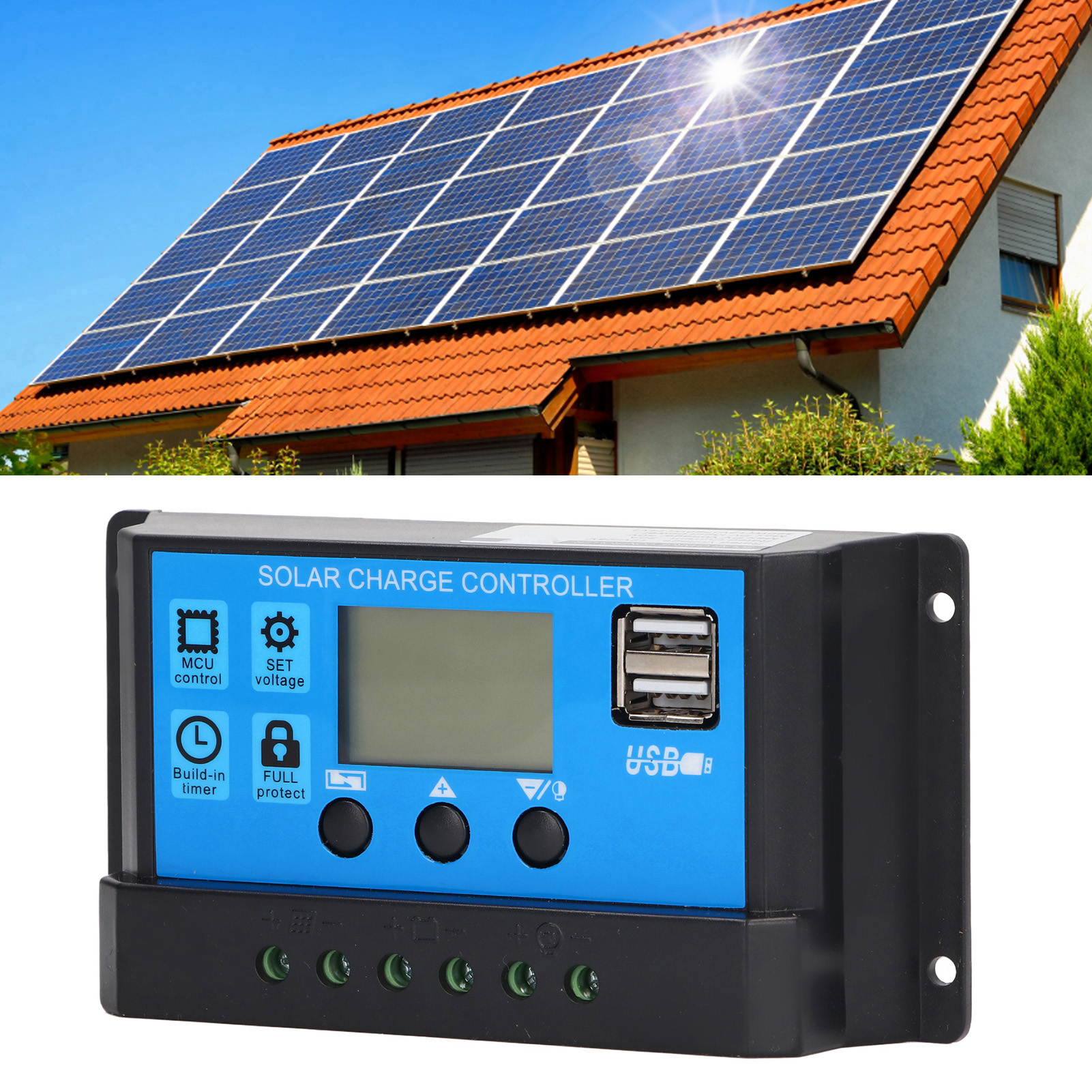Yjss30 Solarladeregler Mit Lcd-bildschirm, Geeignet Für 12v/24v (30a) Bleiakkumulatoren