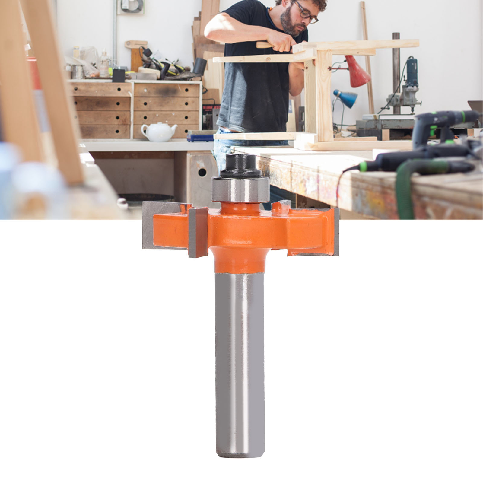 Oranger 4-schneidiger Nutfräser, 8 Mm Schaft, T-typ, Für Holzbearbeitung, Fräsen Und Kantenentgraten.