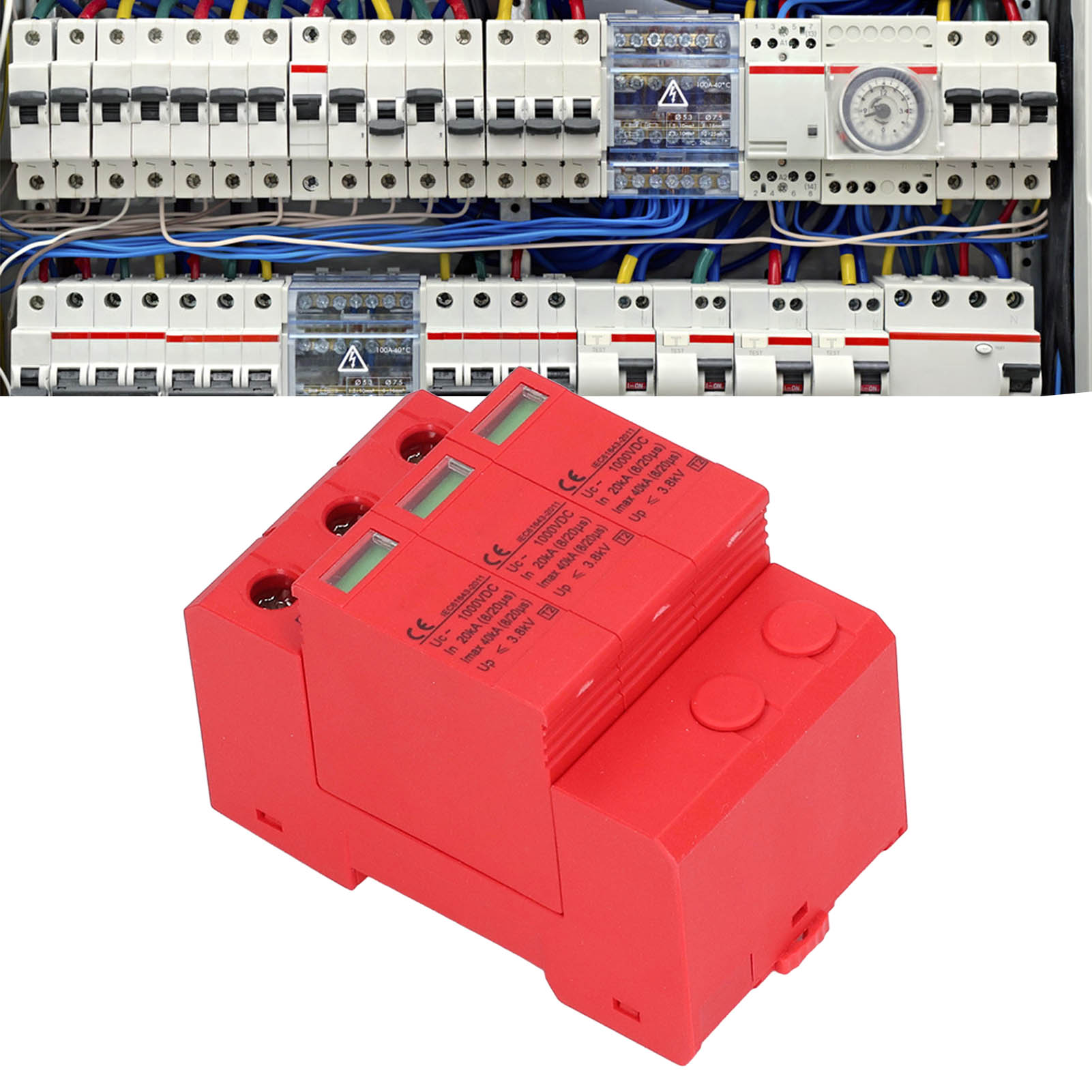 Roter Photovoltaik-überspannungsschutz Sgsp-40 Cc 1000 V / 40 Kv Dreiphasig