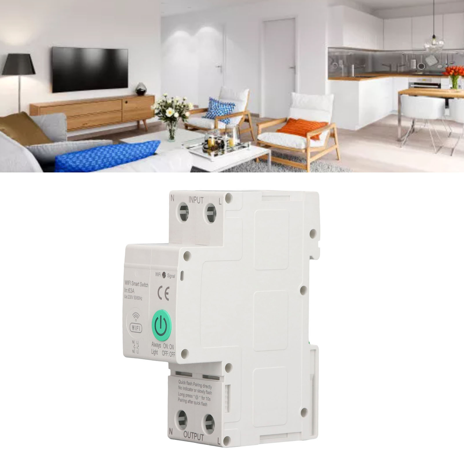 Tuya Ac230v Intelligenter Leitungsschutzschalter Mit Wlan-app, 2p/63a Fehlerstromschutzschalter, Din-schienenmontage Und Fernbedienung