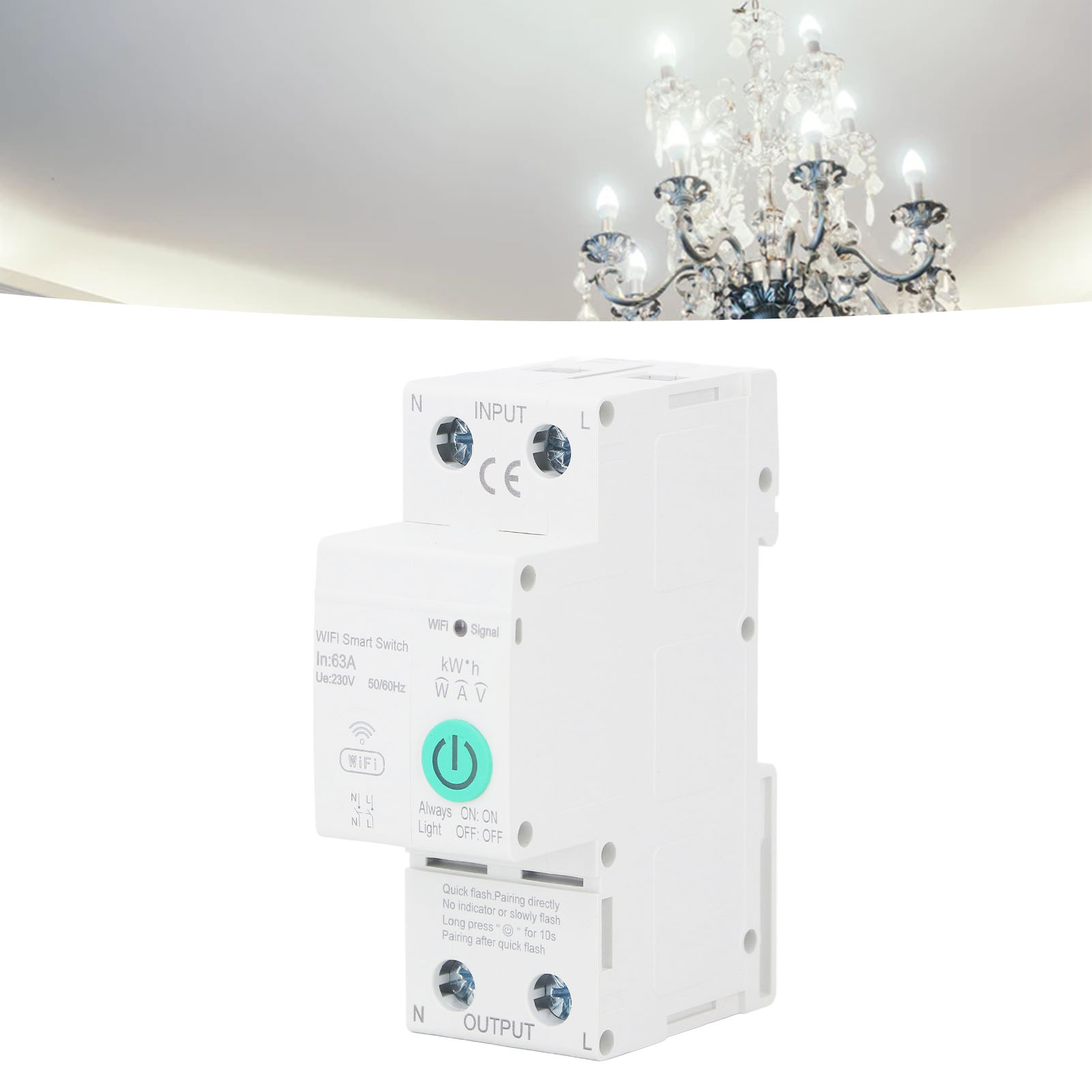 Intelligenter Wlan-leistungsschalter Ac230v, 2p/63a, Fernsteuerung Per Smartphone (mit Graffiti-app Und Zähleranzeige), Din-schienenmontage Für Smart Homes