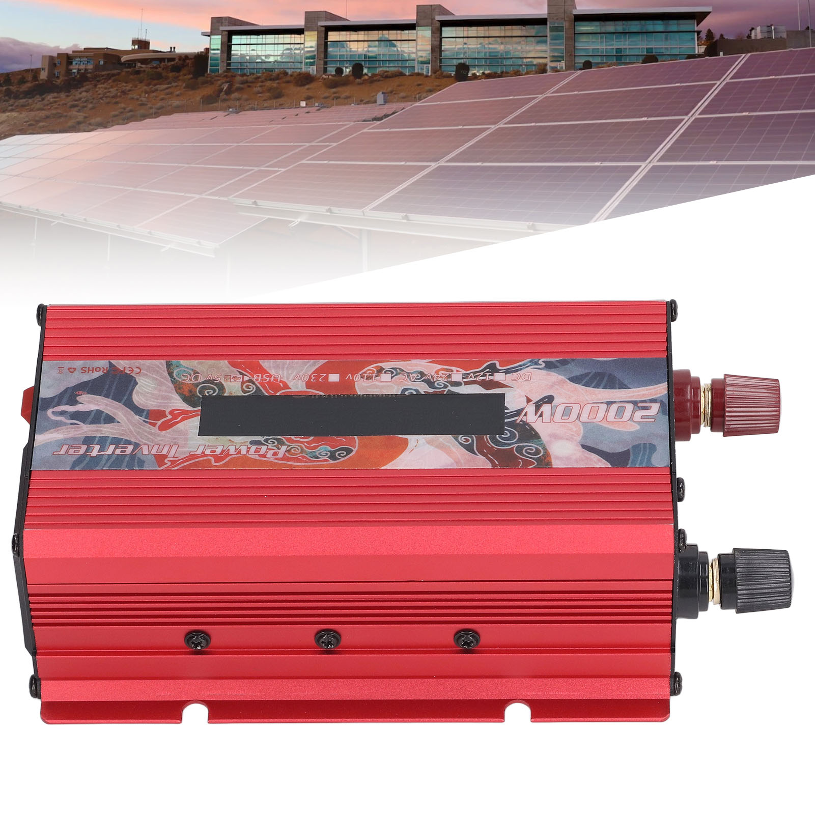 2000-w-solarwechselrichter Für Den Außenbereich, Geeignet Für Fahrzeuge, 12 V/24 V Dc Auf 220 V Ac, Modifizierter Sinus-wechselrichter, Mit 2-a-usb-anschluss, Lüfter Und Lcd-display, Rotes 24-v-dc-dis