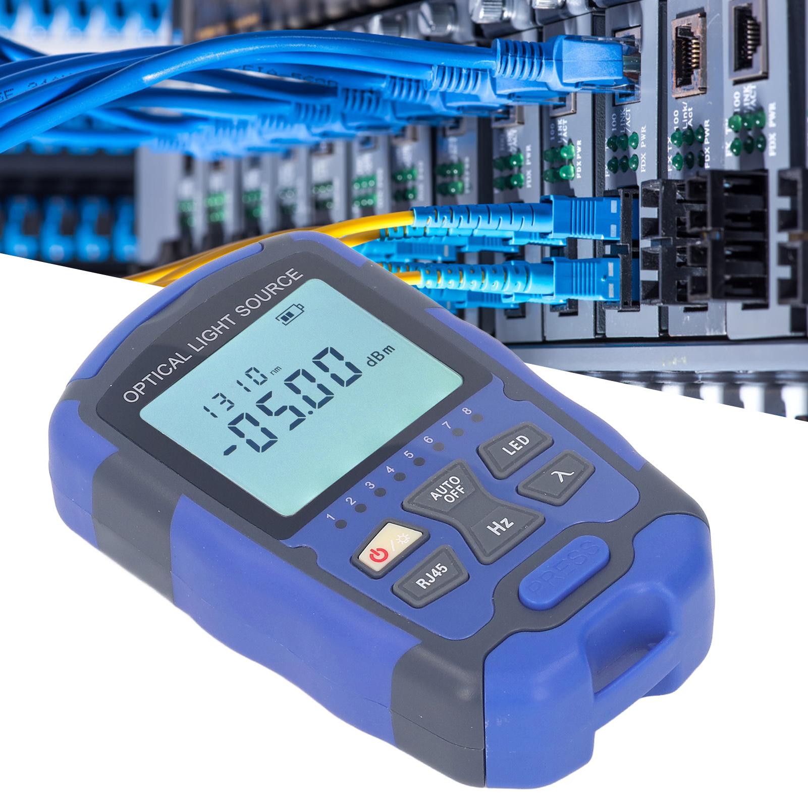 Aua-mc1315 Mini-lichtwellenleiter-leistungsmesser Mit Stabiler Glasfaserlichtquelle, Dual-wellenlängen-1310/1550-nm-singlemode-lichtwellenleiter, Rj45-testanschluss Und Wiederaufladbarem Akku