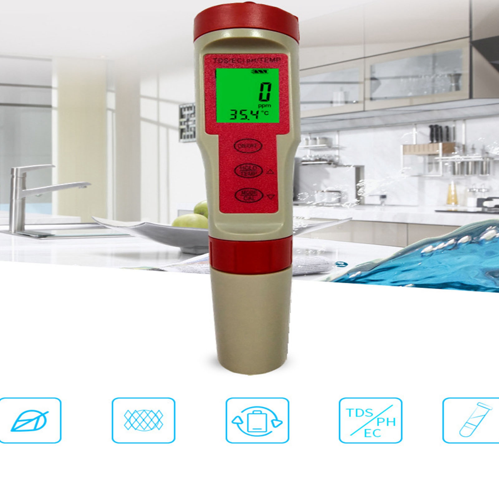 Tragbares 4-in-1-wasserqualitätsmessgerät Mit Ph-wert/tds/ec-wert/temperatur Und Leitfähigkeitsmessung