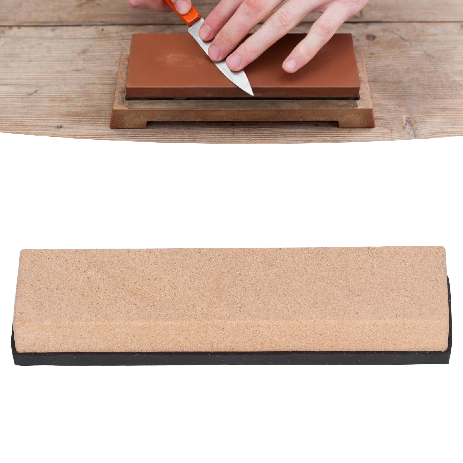 Professioneller Schleifstein Mit Rutschfester Gummibasis, Großformatig, Dicker Wasserstein Für Den Hausgebrauch, Küchenschärfer, 200 X 50 X 25 Mm, Körnung 1000, Topas