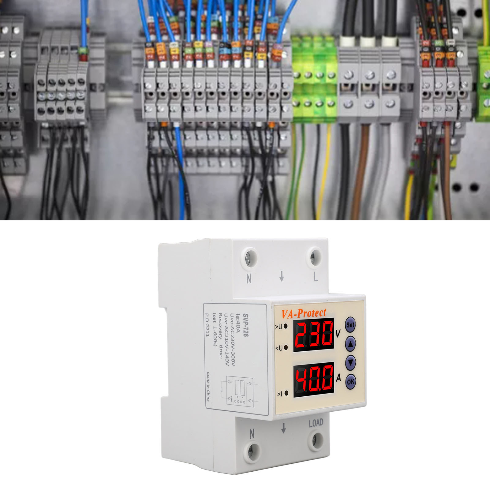 Svp-726 Ac220v Fehlerstrom-schutzschalter Für Den Hausgebrauch Mit Einstellbarer Automatischer Rückstellung, Über- Und Unterspannungsschutz, Digitaler Über- Und Unterspannungsanzeige Und 40a Zeitverzö
