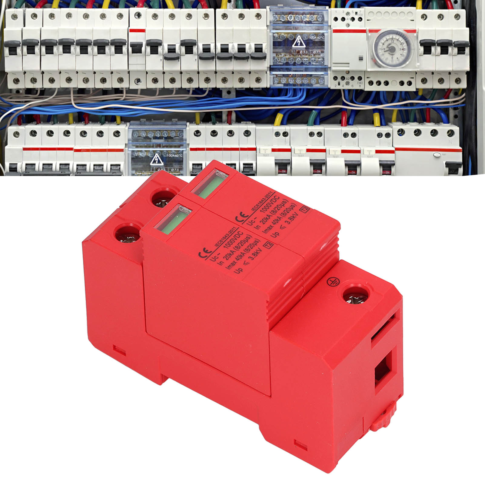 Roter Photovoltaik-überspannungsschutz Sgsp-40 Cc 1000 V / 40 Kv 2p