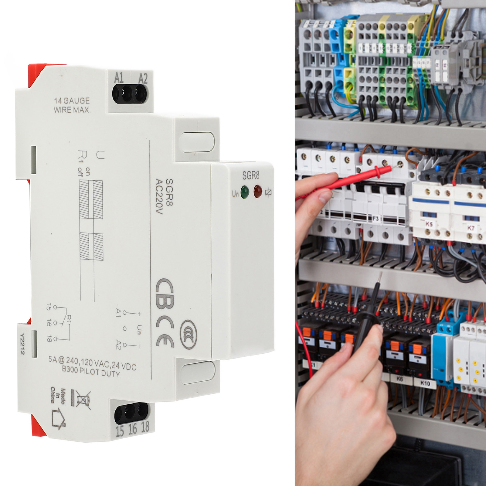 Miniatur-zwischenrelais Auf Schiene Sgr8 5a/16a, Hilfsrelais Ac/dc 12-240v