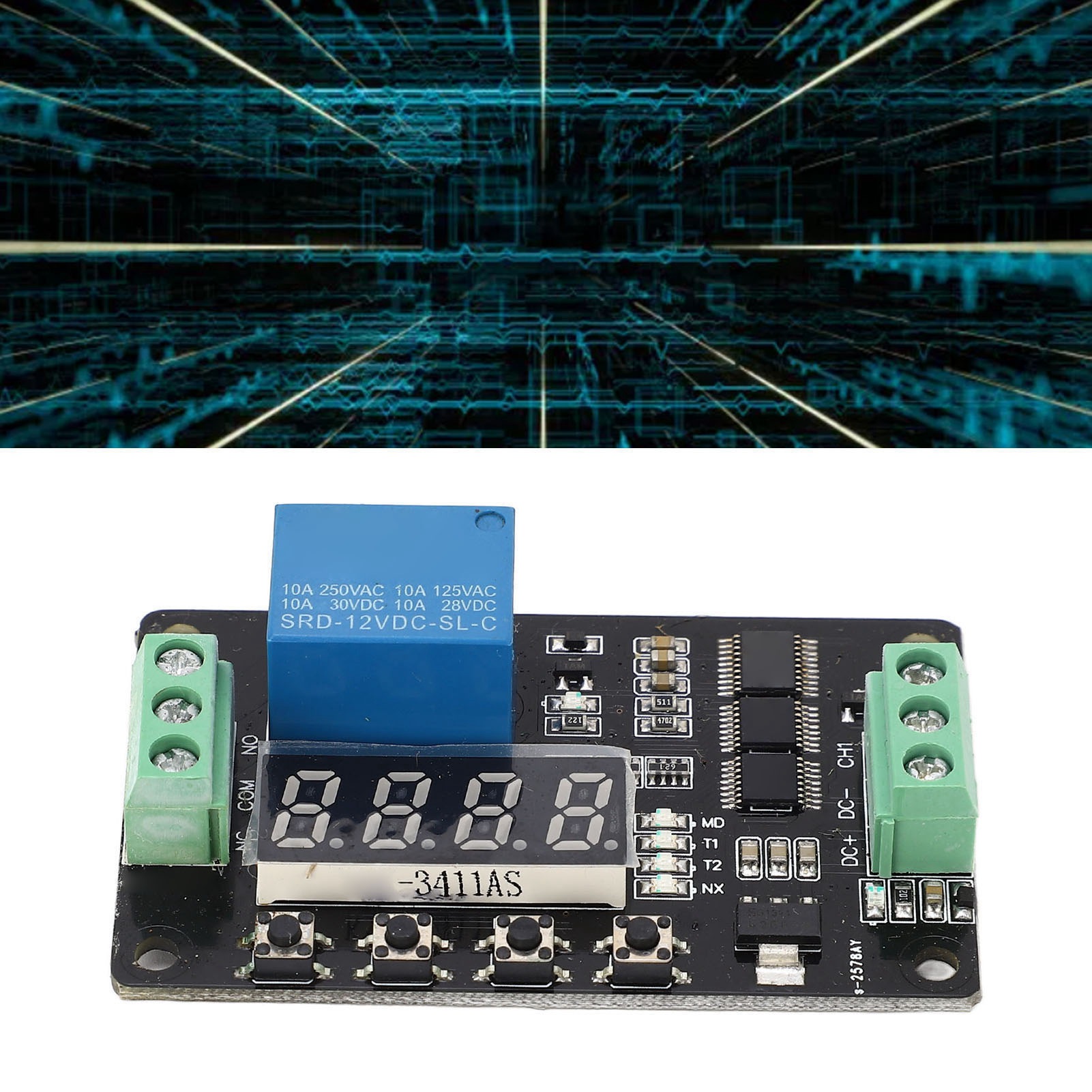 Multifunktionsrelais, Dc12v-stromversorgung, Zeitverzögerungstimer, 1-kanal-relaismodul, Selbstverriegelnde Zeitschaltplatine, 18 Konfigurierbare Funktionen.