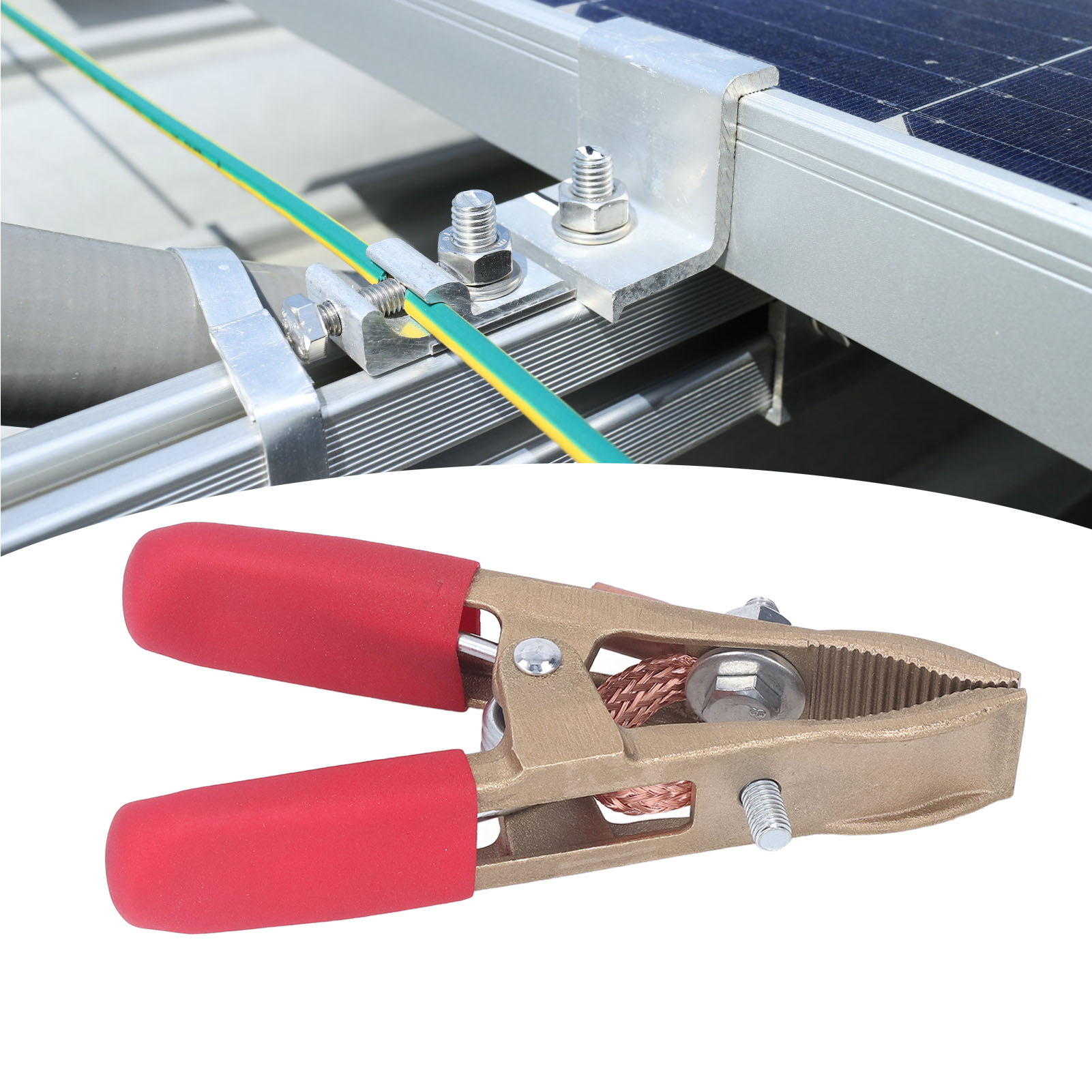 Erdungsklemme Typ A 500a Komplett Aus Kupfer, Erdungsklemme Für Elektrisches Schweißen (argon-schutzgasschweißgerät), Mit Roter Lederhülle.