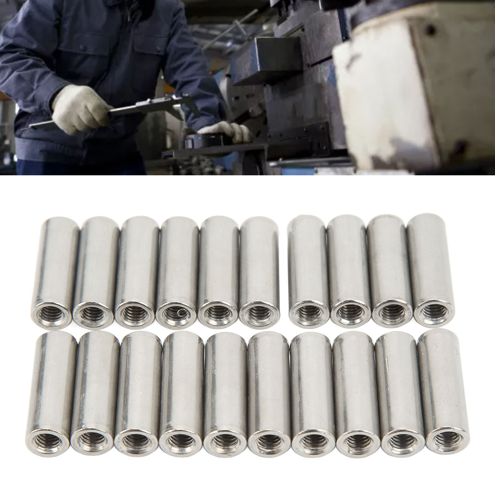 Satz Mit 20 Zylindrischen Muttern M61.0-10-l30mm Mit Innengewinde Aus Edelstahl 304