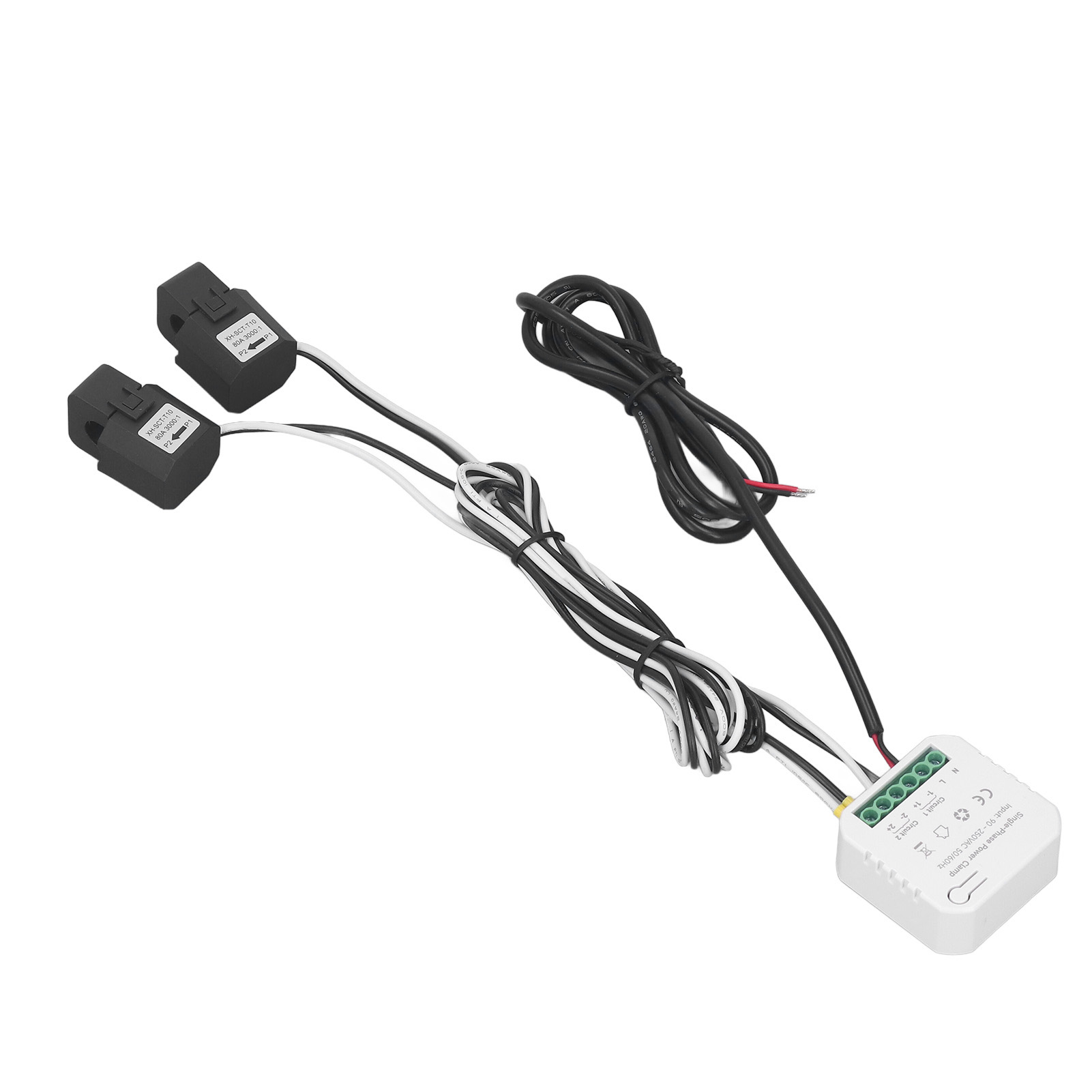 Graffiti 90–250 V Ac Wlan-einphasen-smartmeter Mit Zwei Befestigungsringen, Wlan-fähiger Intelligenter Verbrauchsmonitor, Kompatibel Mit Google Alexa