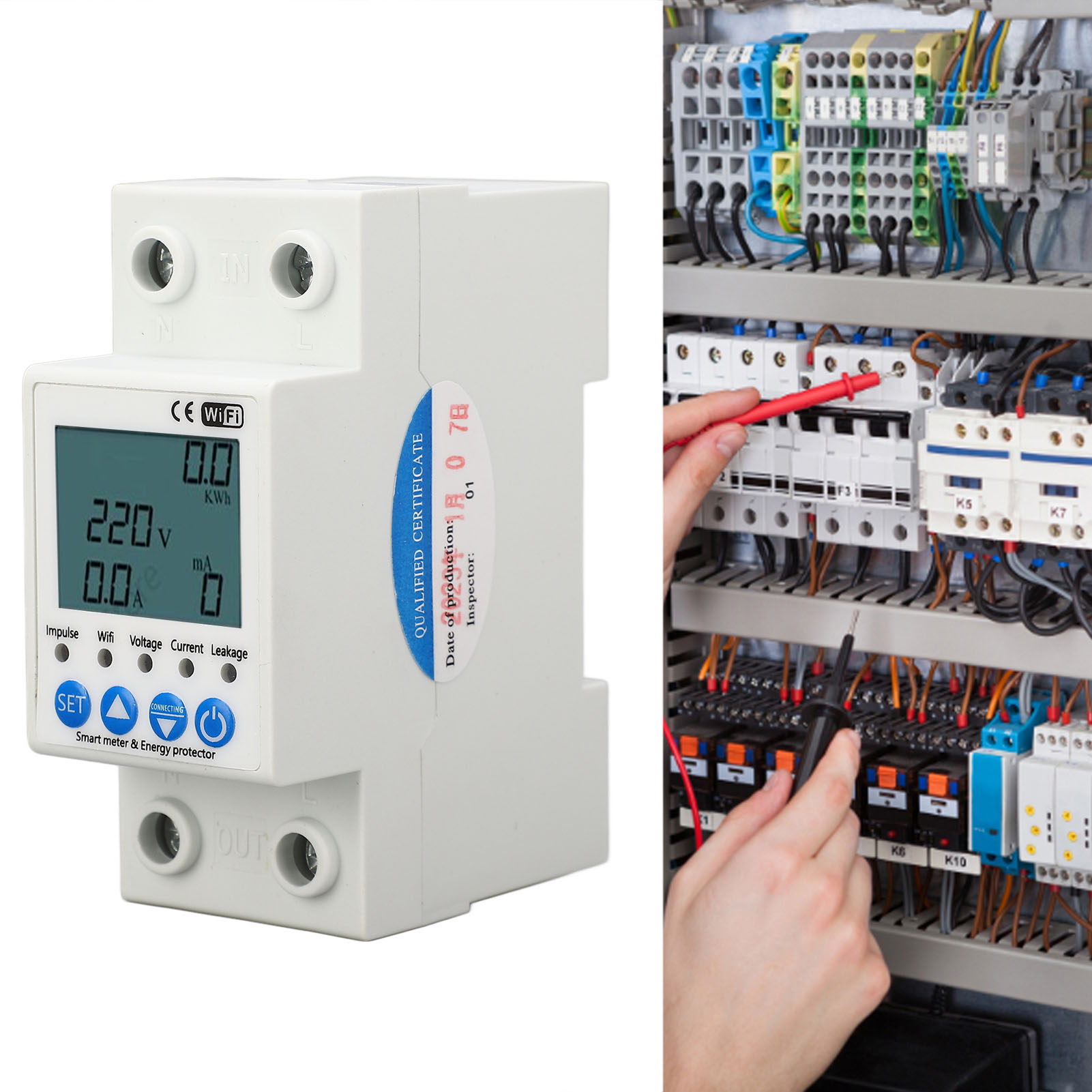 Tuya Wlan-fehlerstromschutzschalter Ac220v Mit Strom- Und Spannungsüberwachung, 63a Fernsteuerung Und Automatischer Wiedereinschaltung