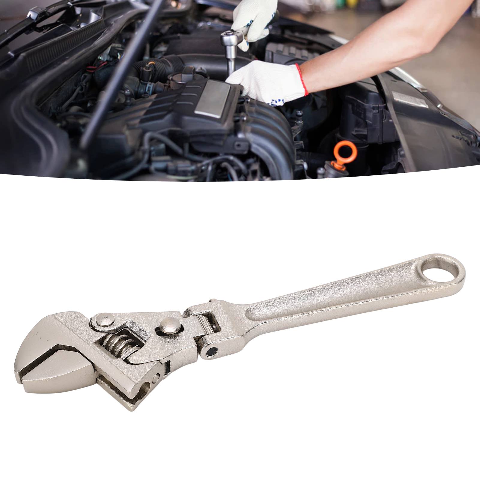 Multifunktionaler Verstellbarer Schraubenschlüssel Mit Klappbarer Schwenkratsche Für Die Schnelle Reparatur Von Maschinen, Sanitäranlagen Und Badezimmerwartung (8 Zoll)
