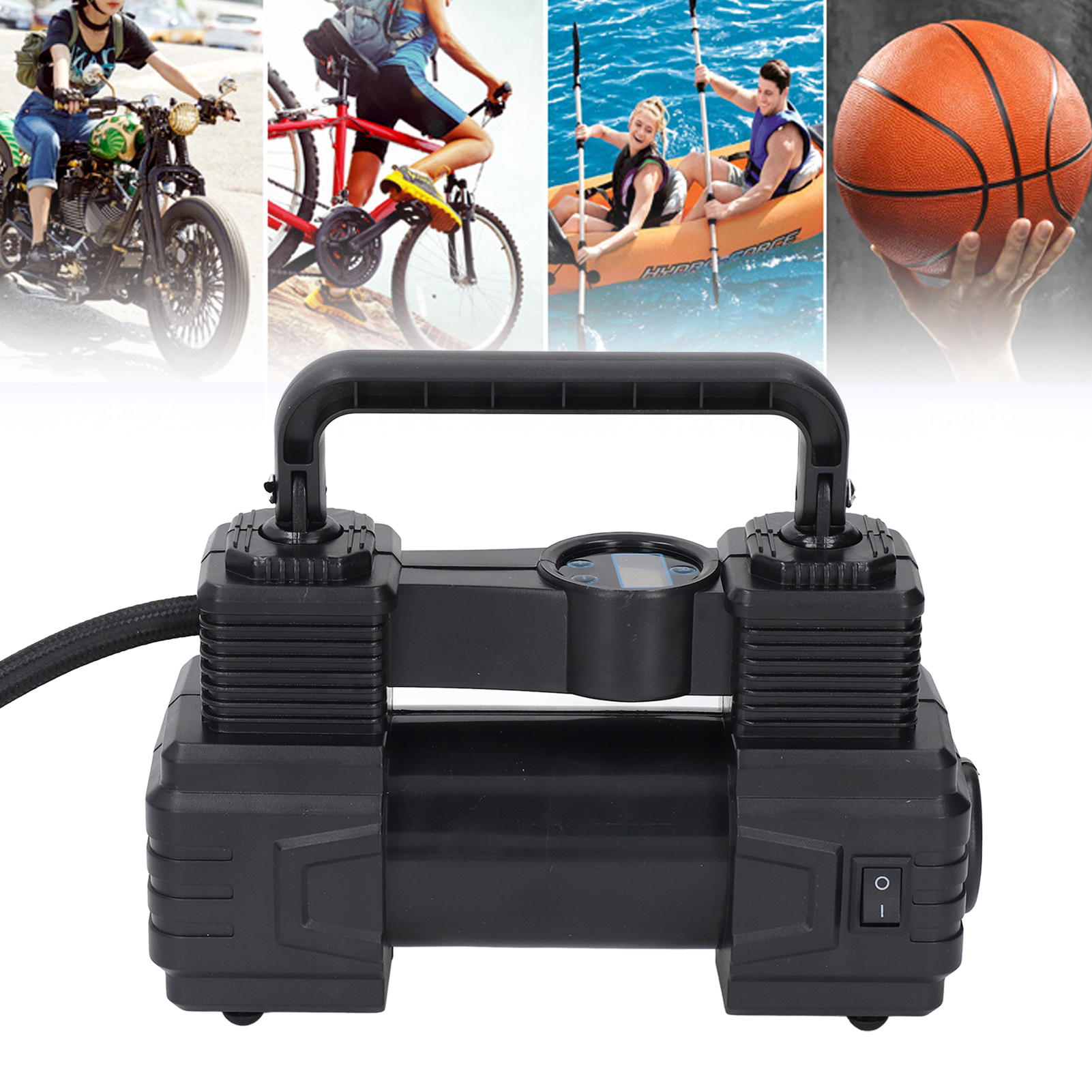 Intelligentes, Kabelloses Reifenfüllset Für Autos, 12-v-kompressor, Robuste Doppelzylinderpumpe, Tragbarer Kompressor, 150 Psi, Mit Led-arbeitsleuchte. Geeignet Für Pkw, Lkw, Suvs, Wohnmobile, Ballons