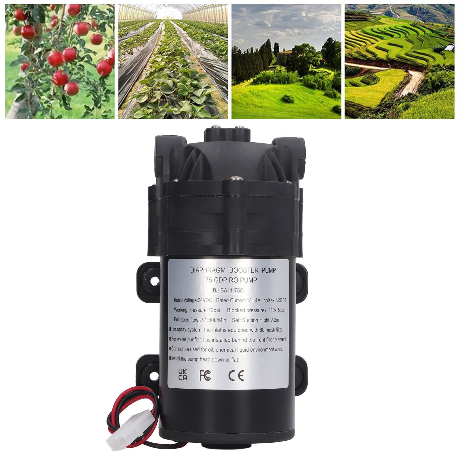 24v Dc Membran-boosterpumpe, 36w, 75g, Selbstansaugend, Mit 3-punkt-innengewinde, Mit Europäischem Standard-200-240v-adapter.