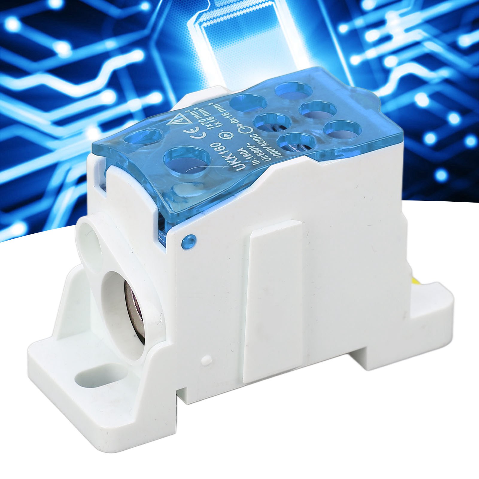 Ukk160 C45 Einpolige Din-schienen-anschlussdose, Modularer Verteiler, 690 V 160 A, Blau.