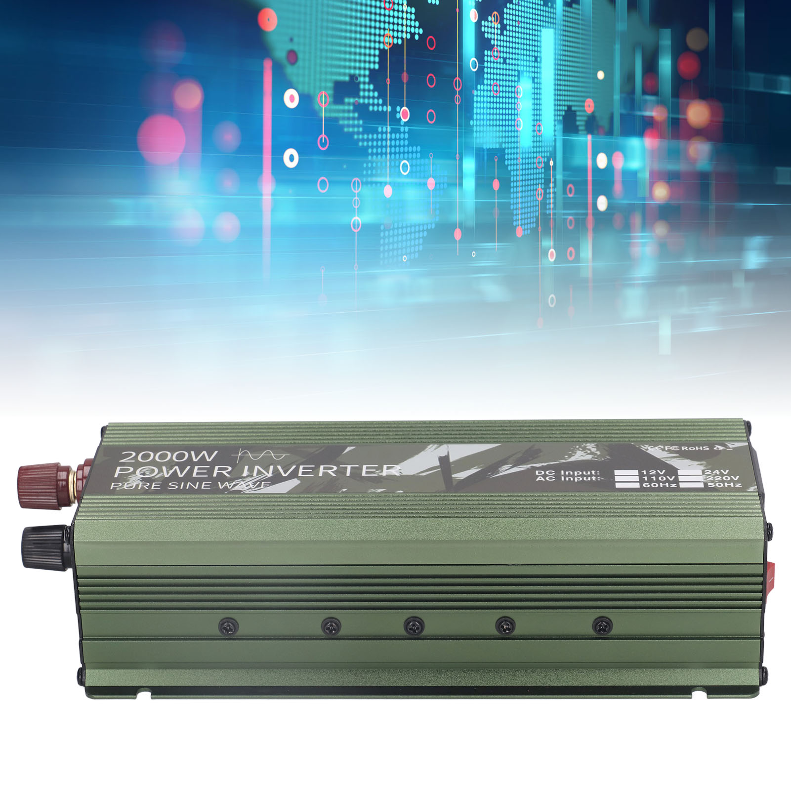 2000-w-sinus-wechselrichter, Solarwechselrichter Für Den Außenbereich/fahrzeugmontage, 12-v-dc-zu-220-v-ac-wandler Mit Lüfter