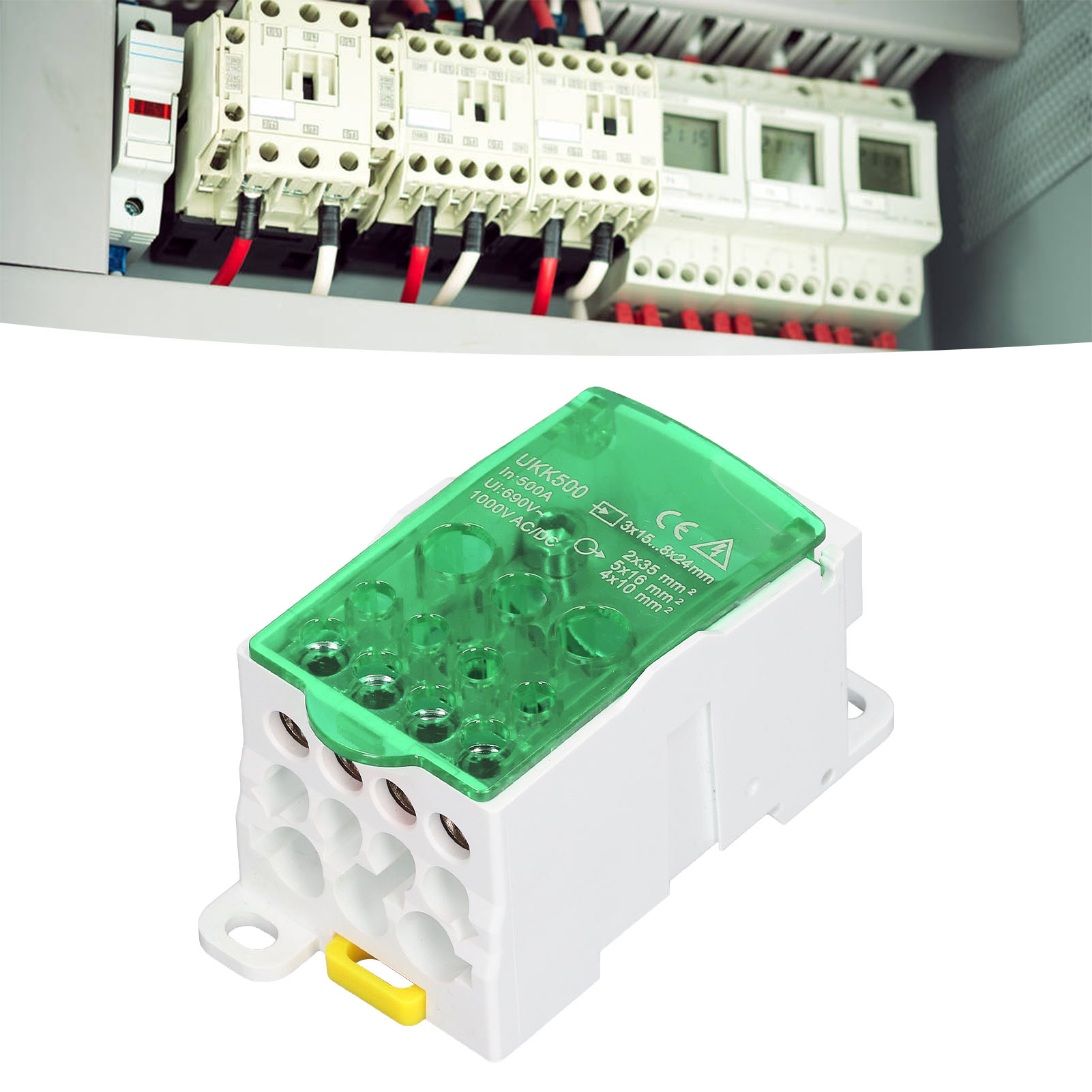 Ukk500 C45 Din-schienen-einpol-anschlussdose, Verbindbarer Anschlussschalter, 690 V 500 A, Grün