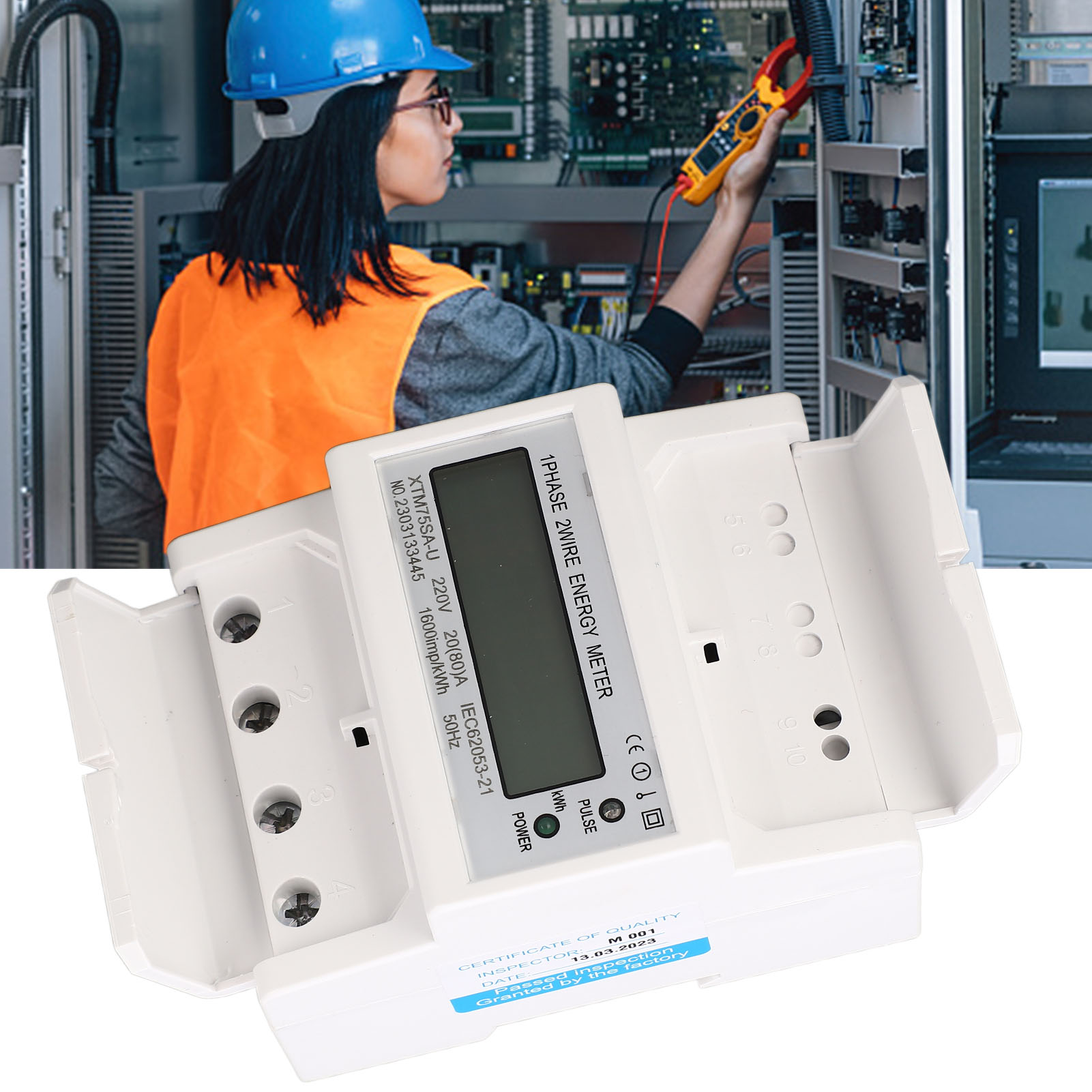 Einphasiger 4-poliger Gleichstromzähler Xtm75sa-u, 220 V, Lcd-anzeige, Din-schienenmontage, 20 A, 35 Mm Durchmesser, Standard-din-ausführung