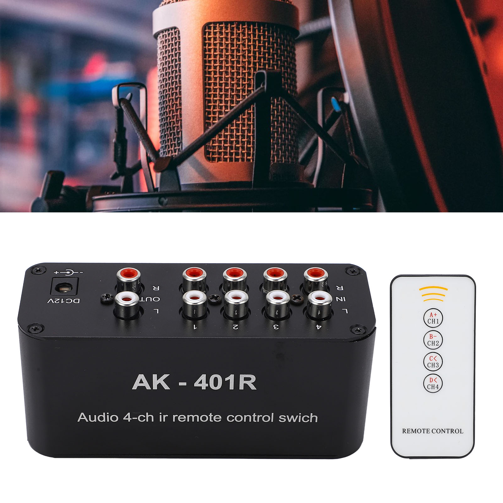 Ak-401r Dc12v Fernbedienungsverstärkerplatine, Rca-audioverteiler Mit 1 Eingang, 4 Ausgängen, Signalwahlschalter Und Signalquellenumschalter
