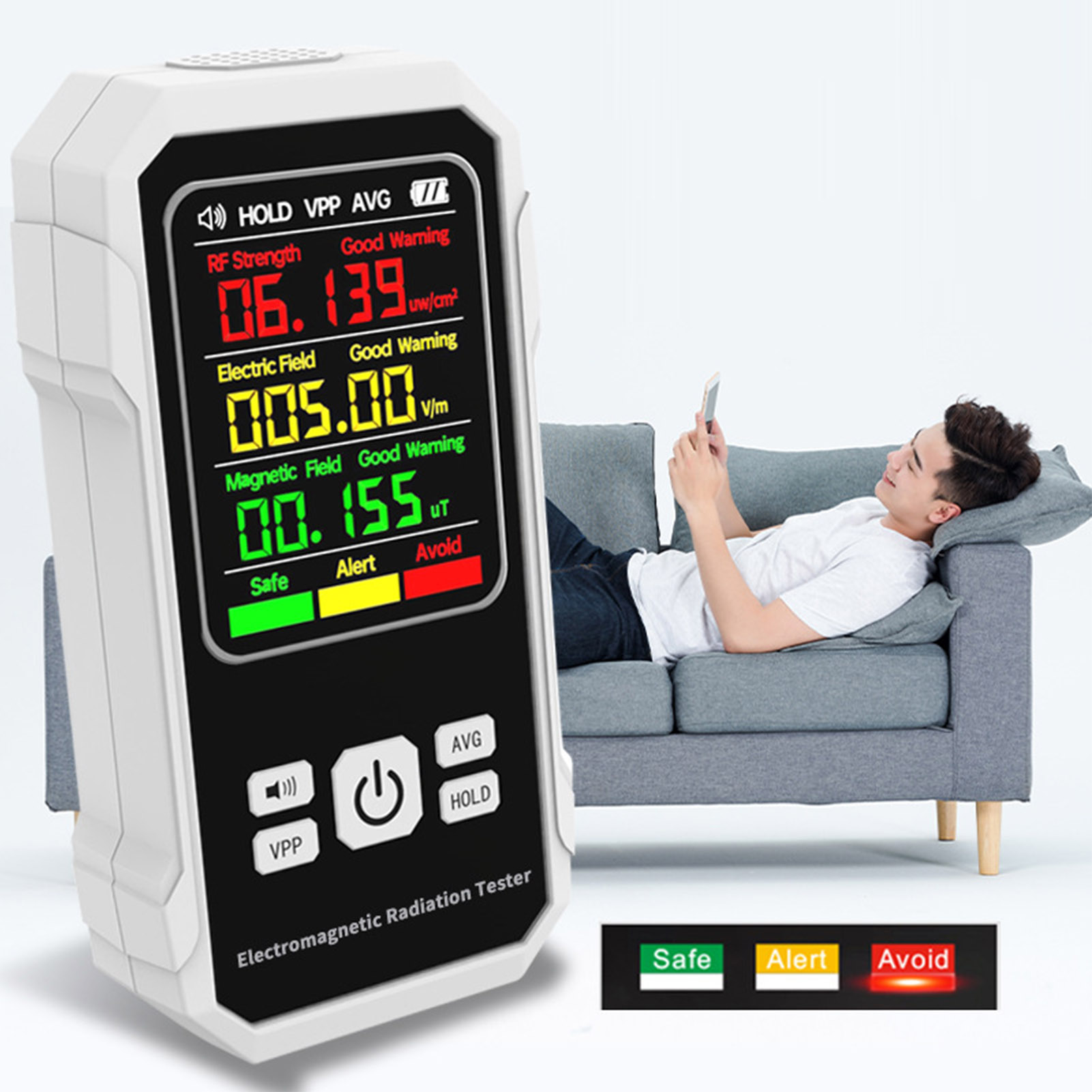 Vt-er1 Strahlungsdetektor: Detektor Für Elektrische Felder, Magnetische Felder Und Hochfrequenzstrahlung, Weiß
