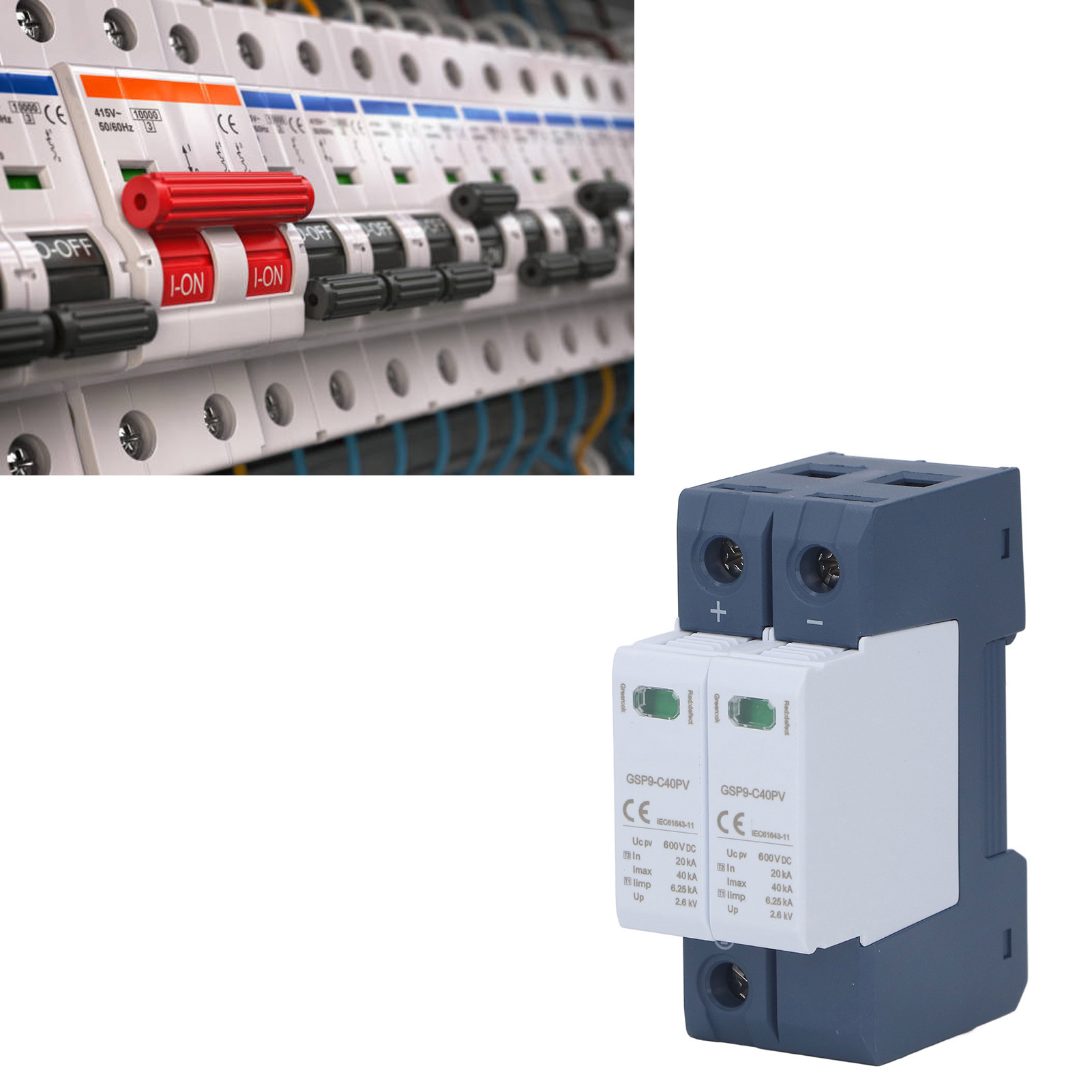 Gsp9-c40pv 40ka 2p 600vdc Photovoltaik-überspannungsschutz