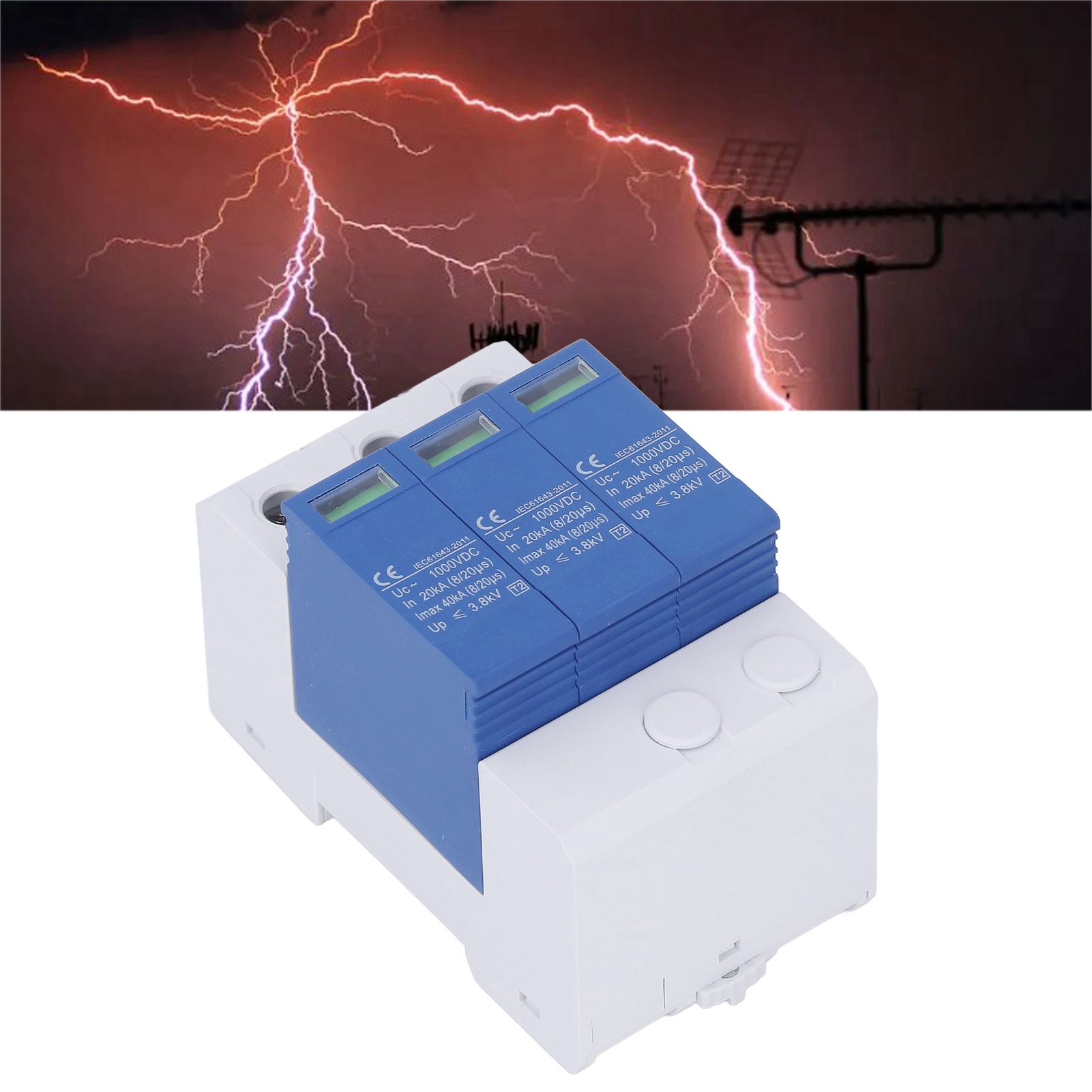 Gleichstrom-photovoltaik-überspannungsschutz Sgsp-40 Blau-weiß, 1000 V, 40 Kv, Dreiphasig