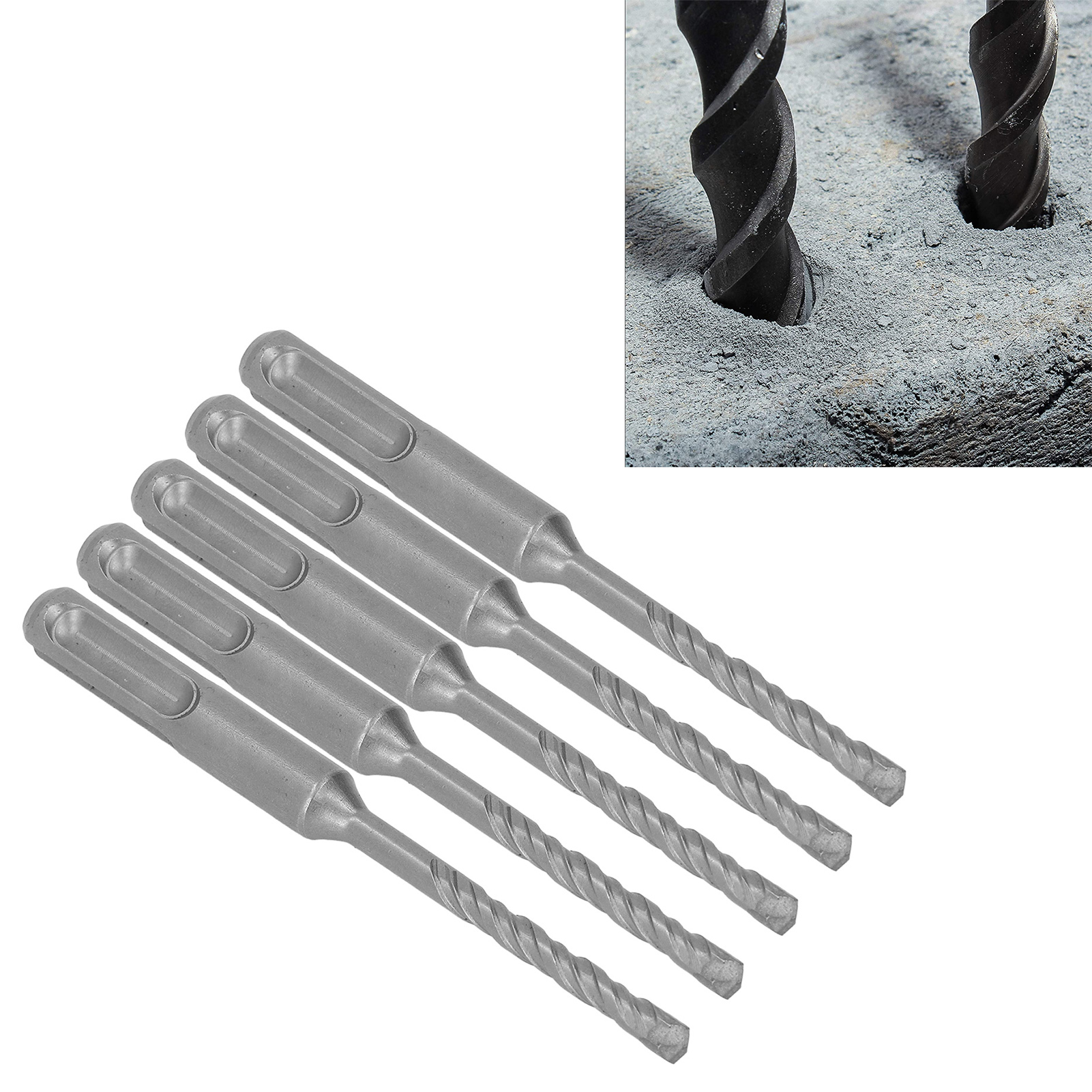 Set Mit 5 Schlagbohrern, 110 Mm Lang, Hartmetallspitzen Für Rotierende Schlagbohrer Für Ziegel, Stein Und Beton, 5 Mm.