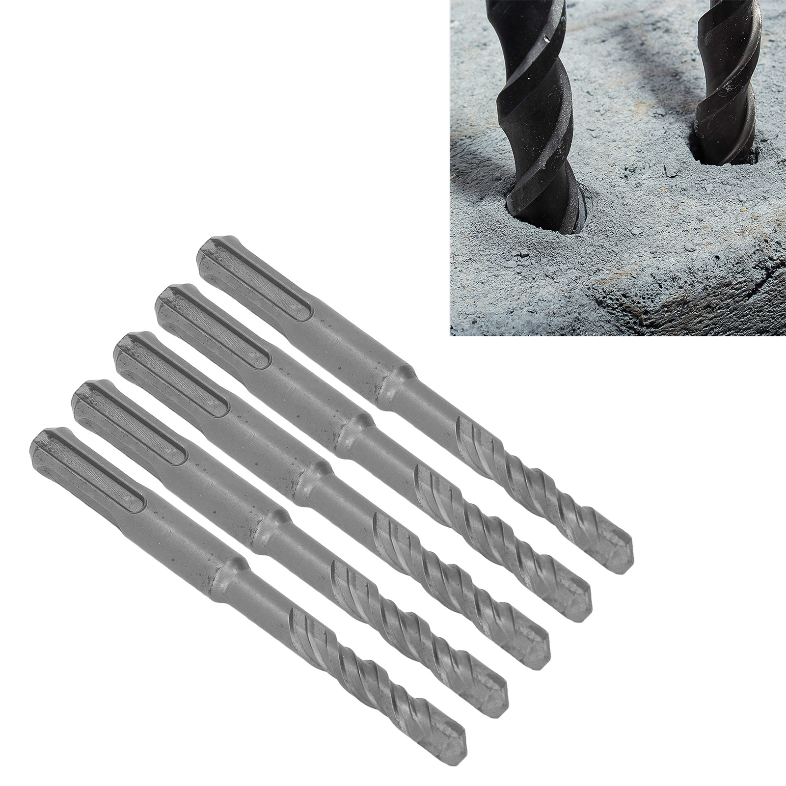 Set Mit 5 Schlagbohrern, 110 Mm Lang, Hartmetallspitzen Für Rotierende Schlagbohrer Für Ziegel, Stein Und Beton, 8 Mm.